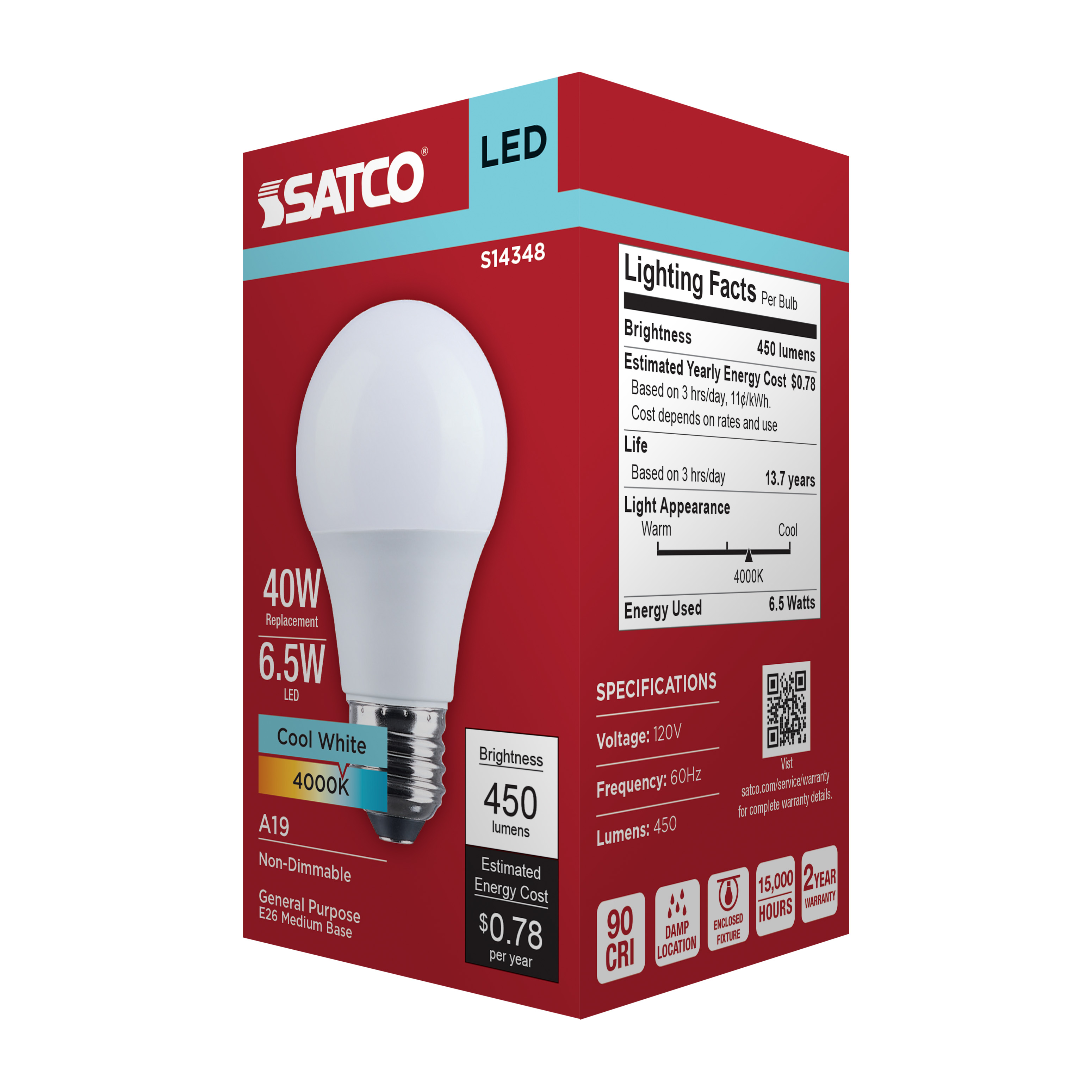 6.5A19L/940/E26/P/ND/1PK - S14348