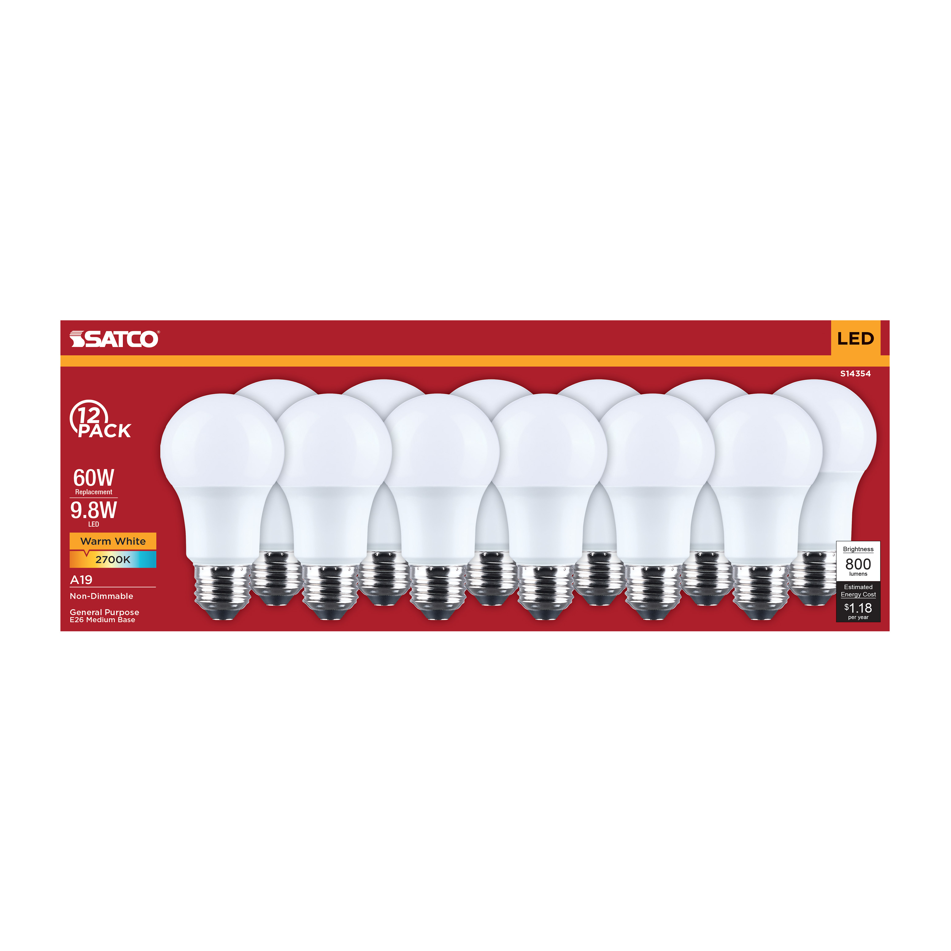 9.8A19L/927/E26/P/ND/12PK - S14354