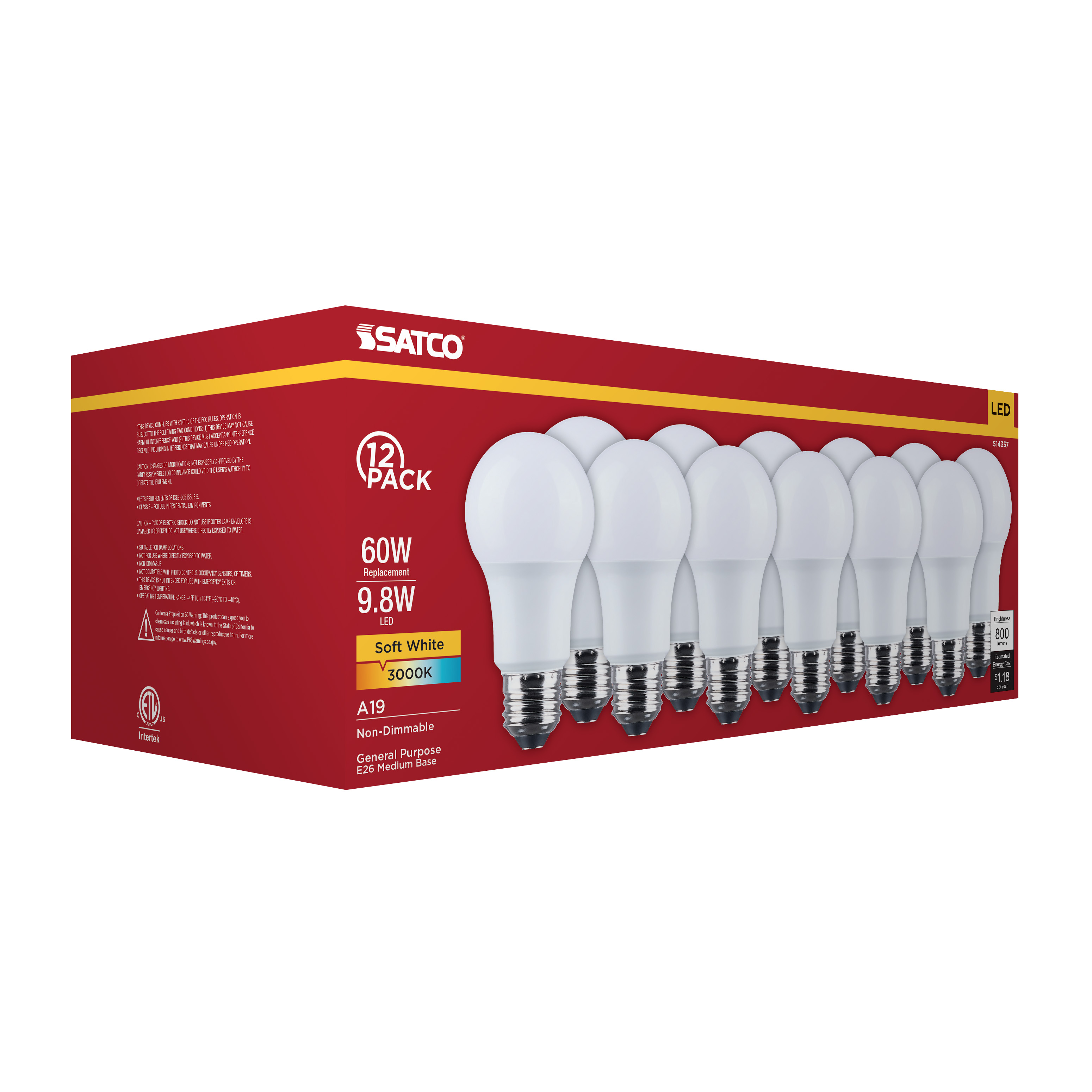 9.8A19L/930/E26/P/ND/12PK - S14357