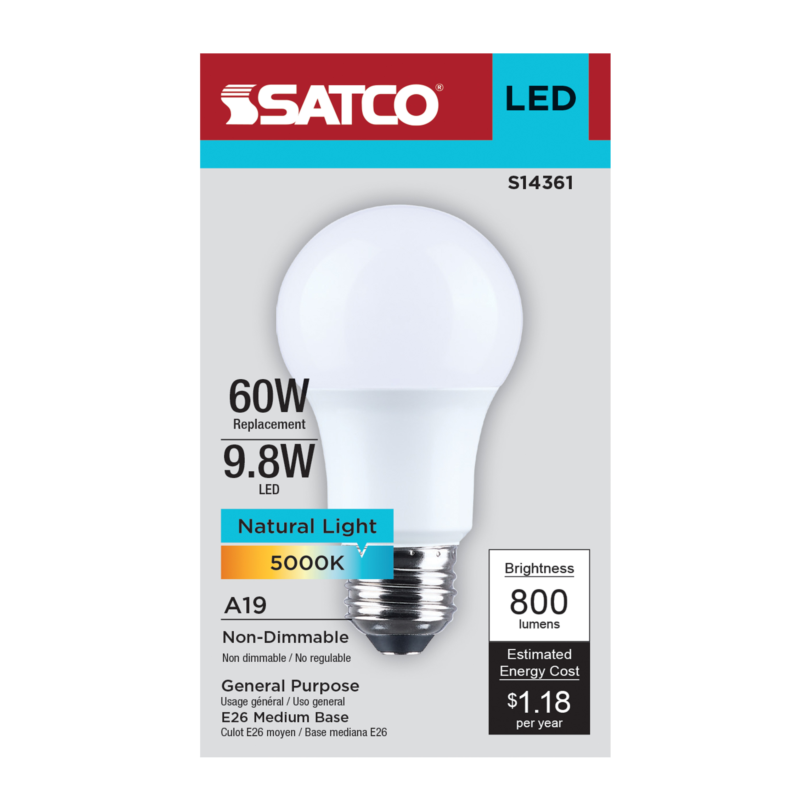 9.8A19L/950/E26/P/ND/1PK - S14361