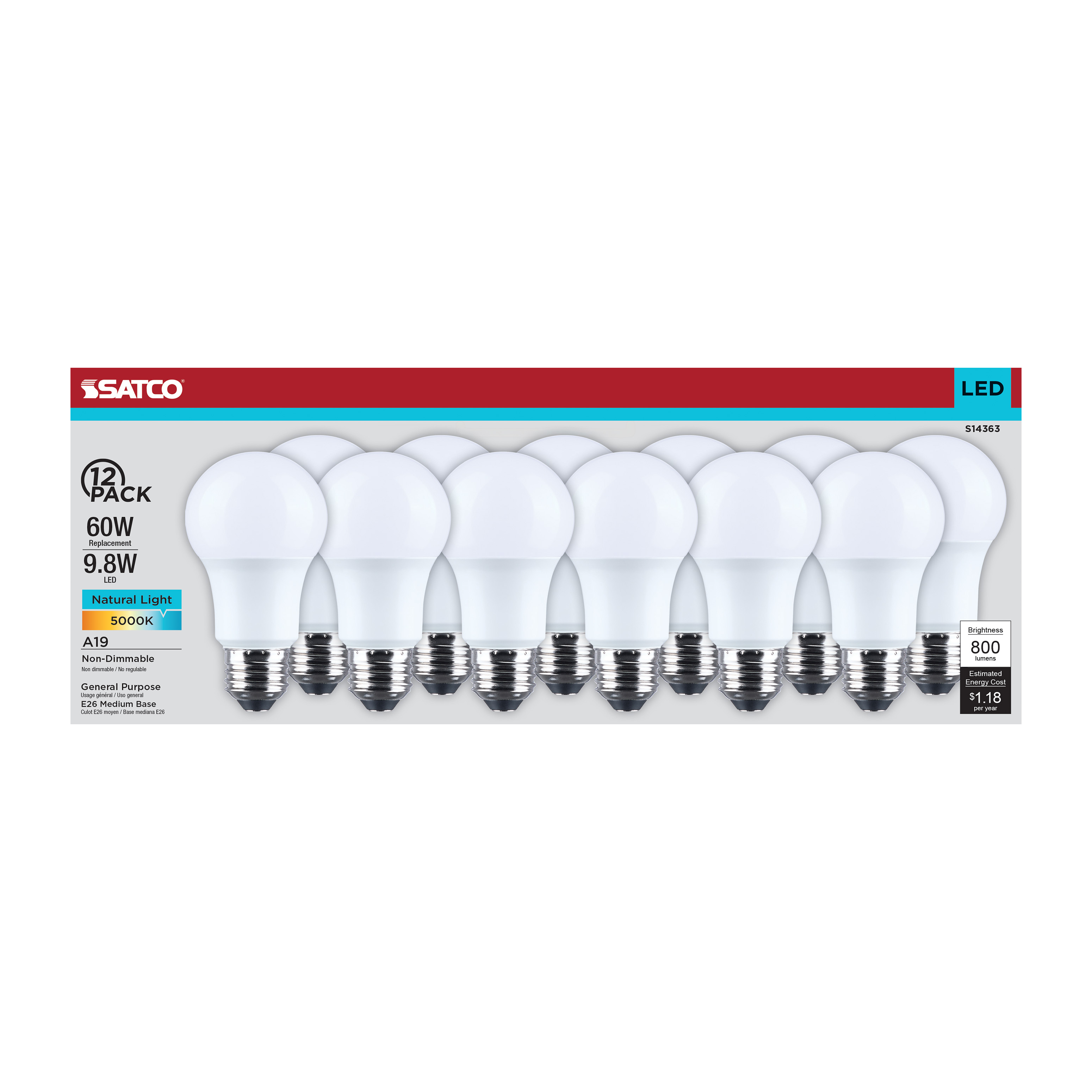 9.8A19L/950/E26/P/ND/12PK - S14363