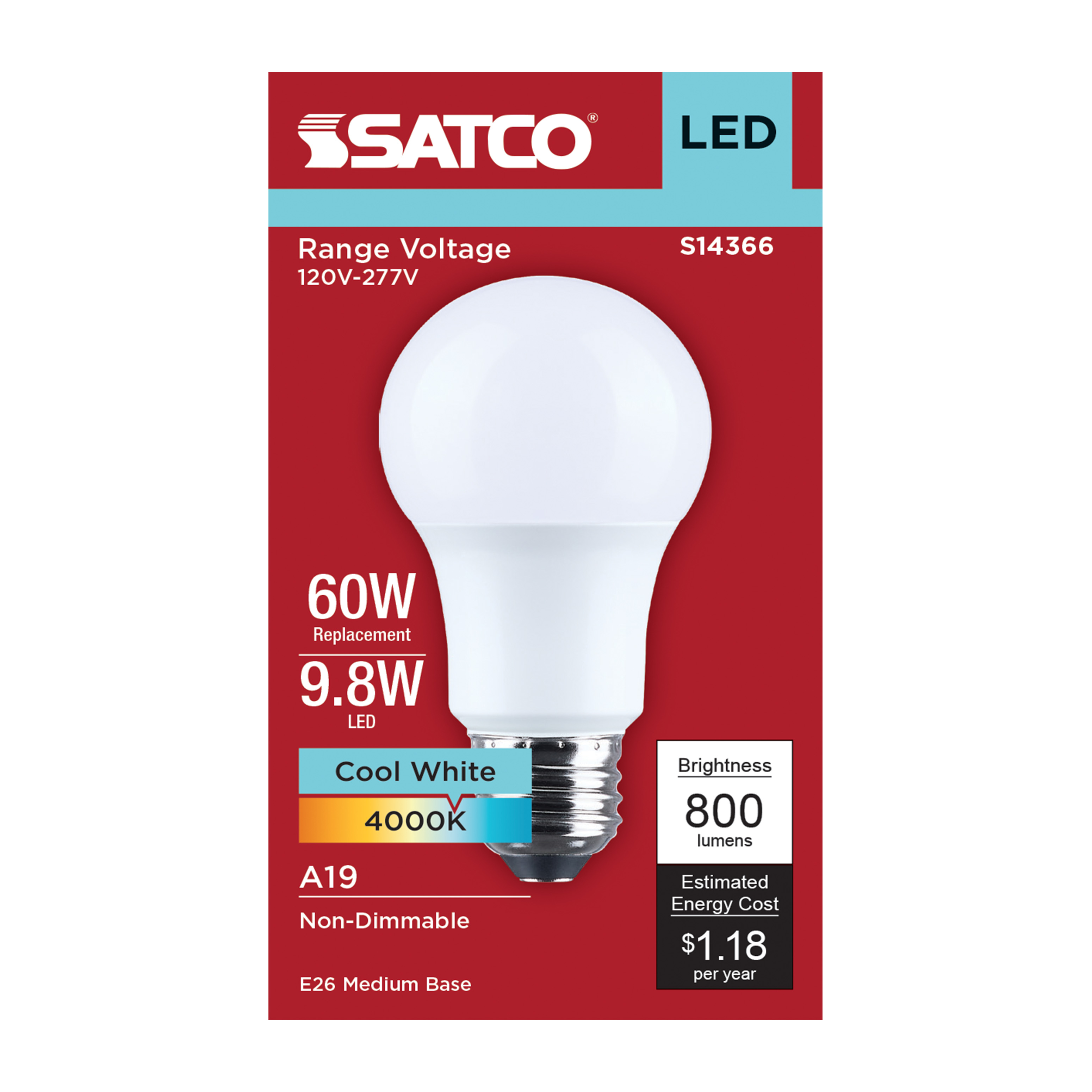 9.8A19L/940/E26/P/NDU/1PK - S14366