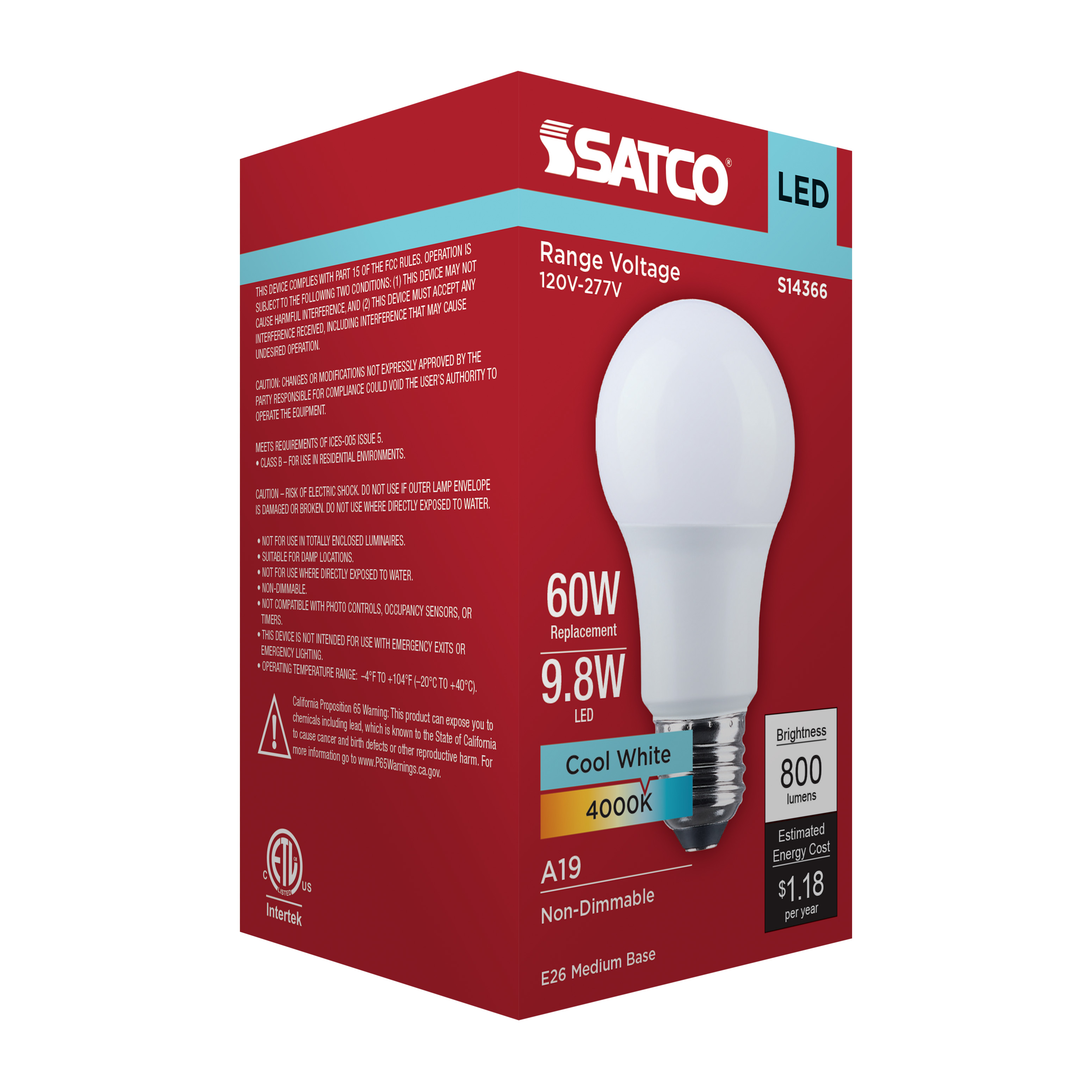 9.8A19L/940/E26/P/NDU/1PK - S14366