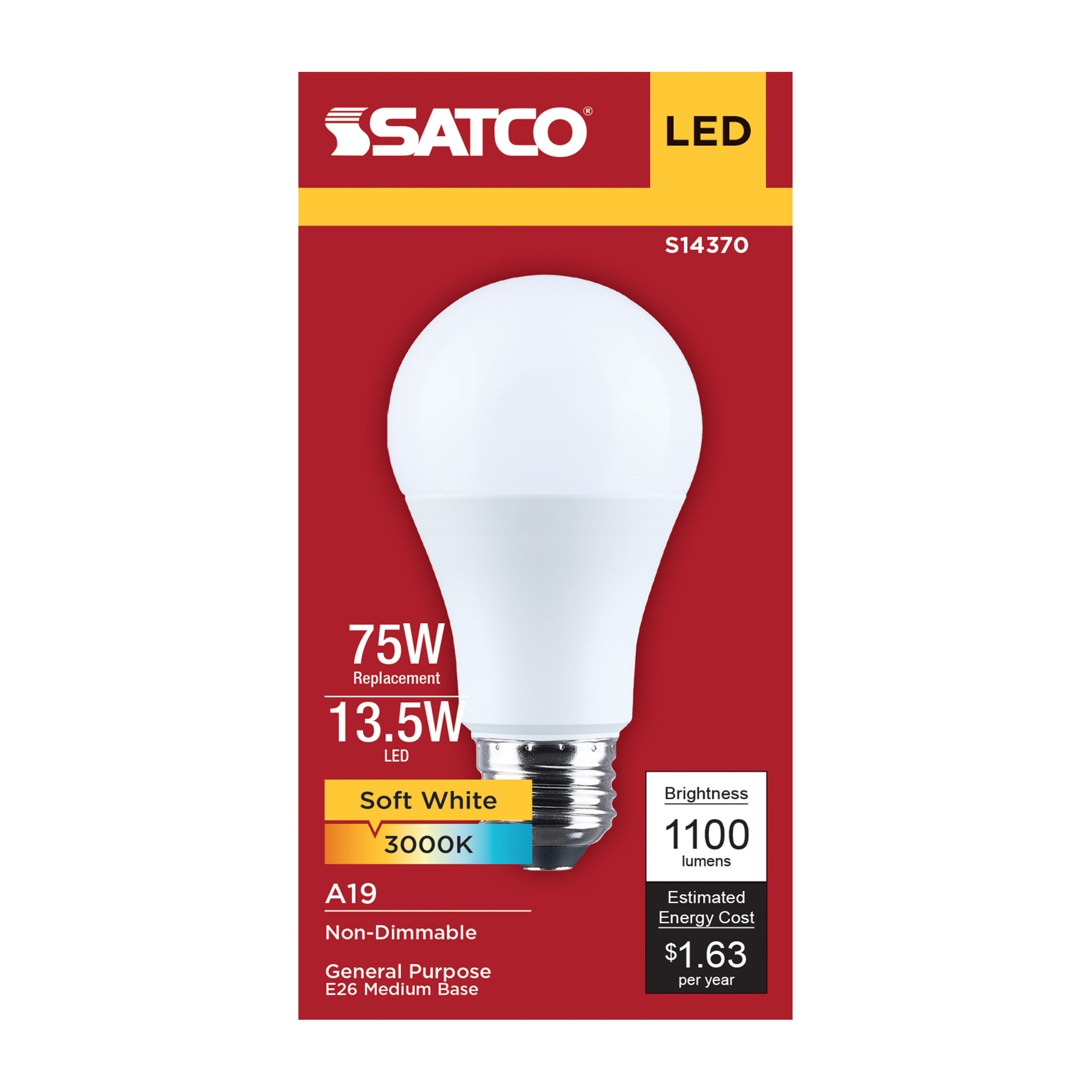 13.5A19L/930/E26/P/ND/1PK - S14370