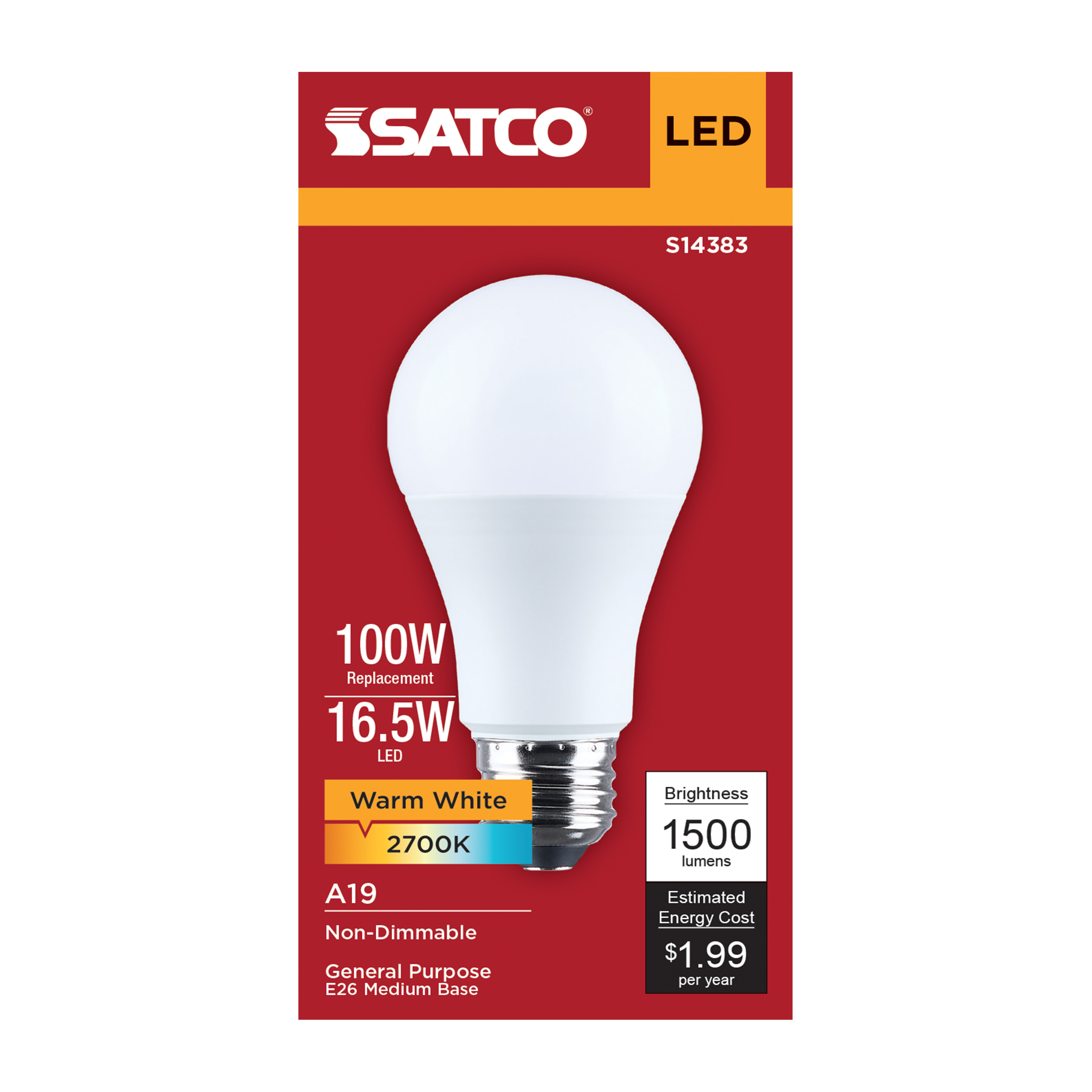 16.5A19L/927/E26/P/ND/1PK - S14383