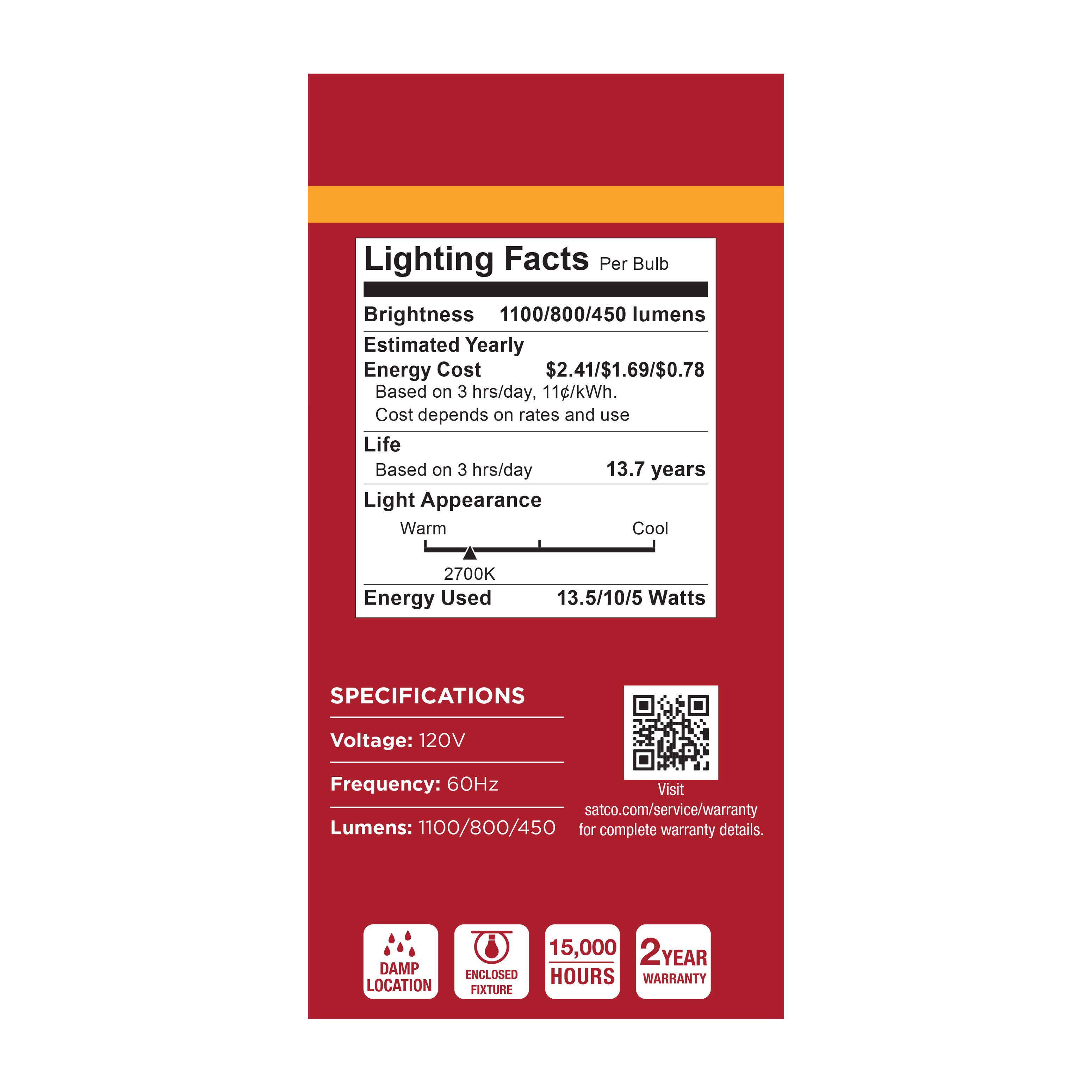 13.5SA19/827/E26D/P/ND/3WY/1PK - S14392
