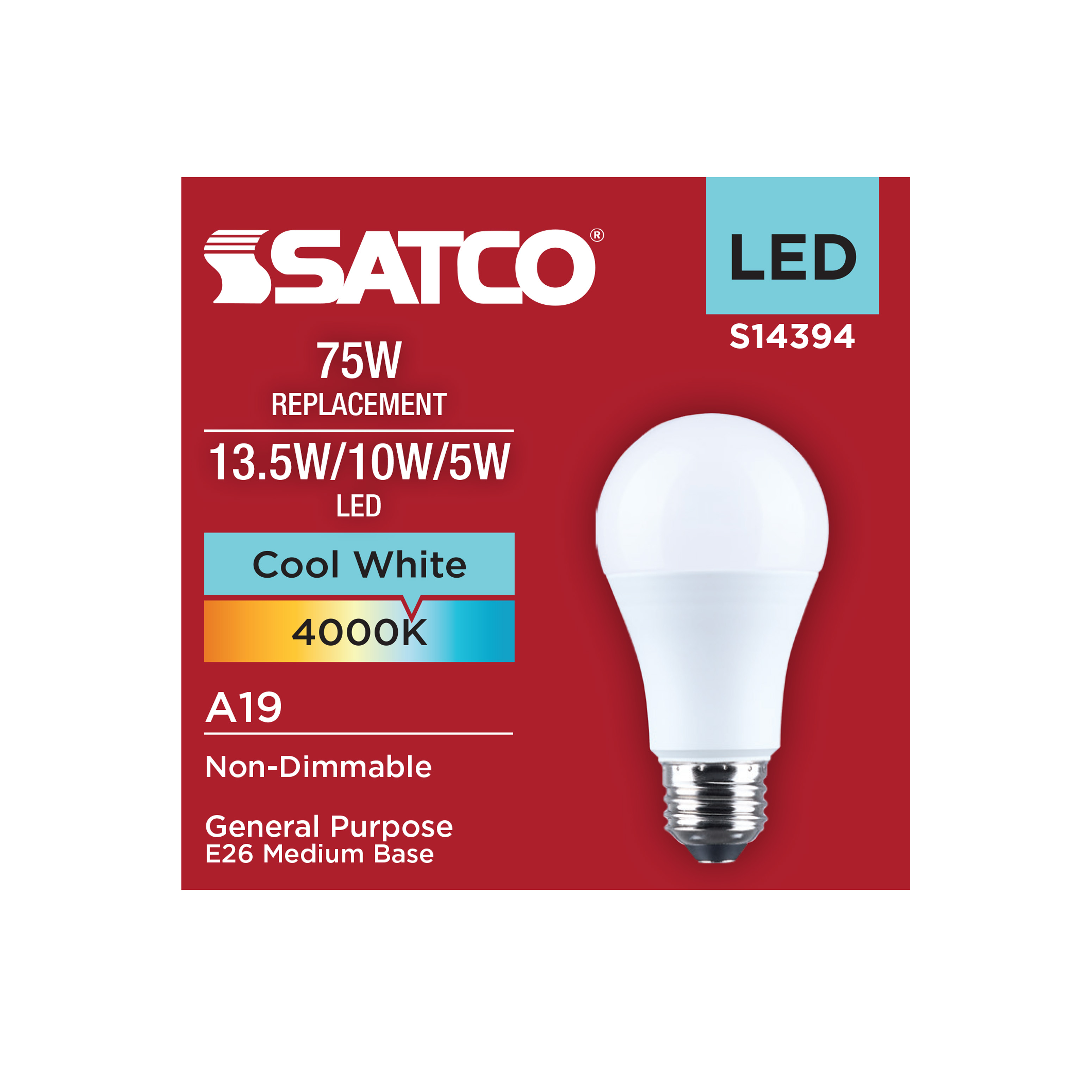 13.5SA19/840/E26D/P/ND/3WY/1PK - S14394