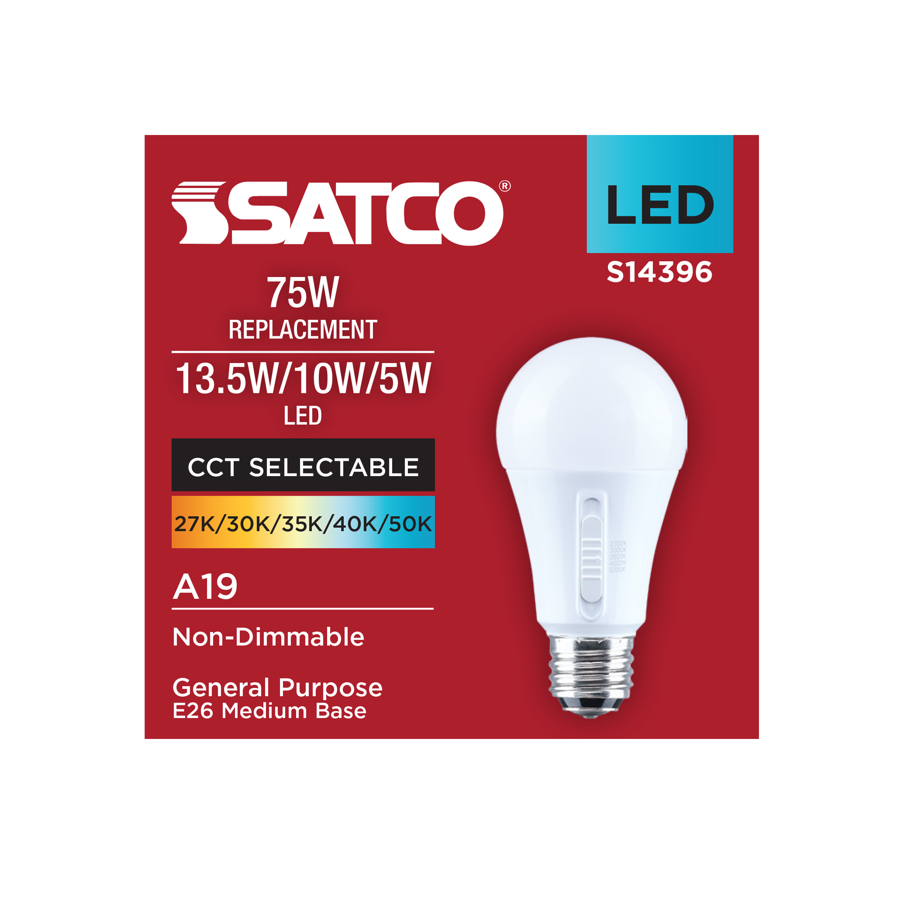 13.5SA19/8CCT5/E26D/P/ND3WY1PK - S14396