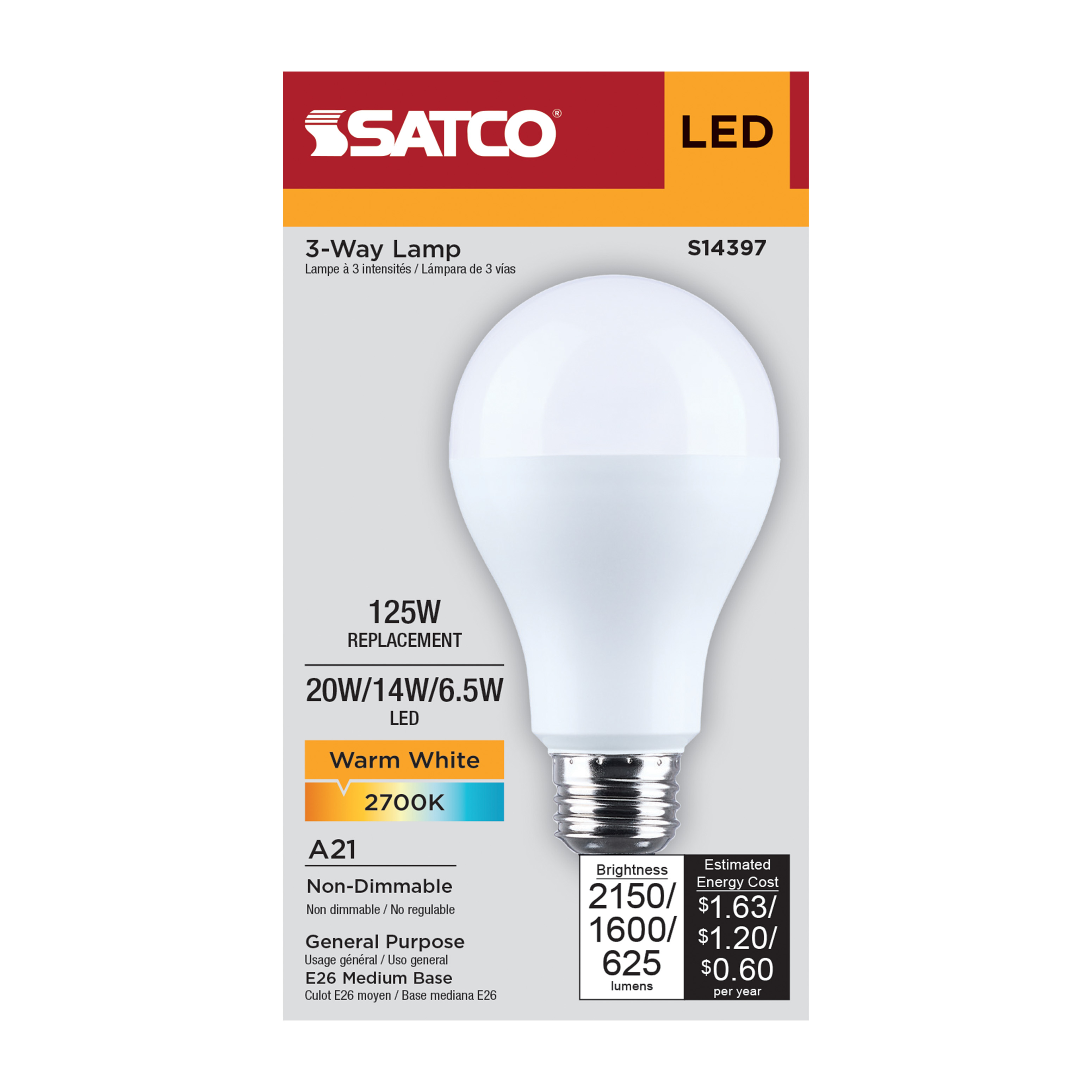 20A21/827/E26D/P/ND/3WAY/1PK - S14397