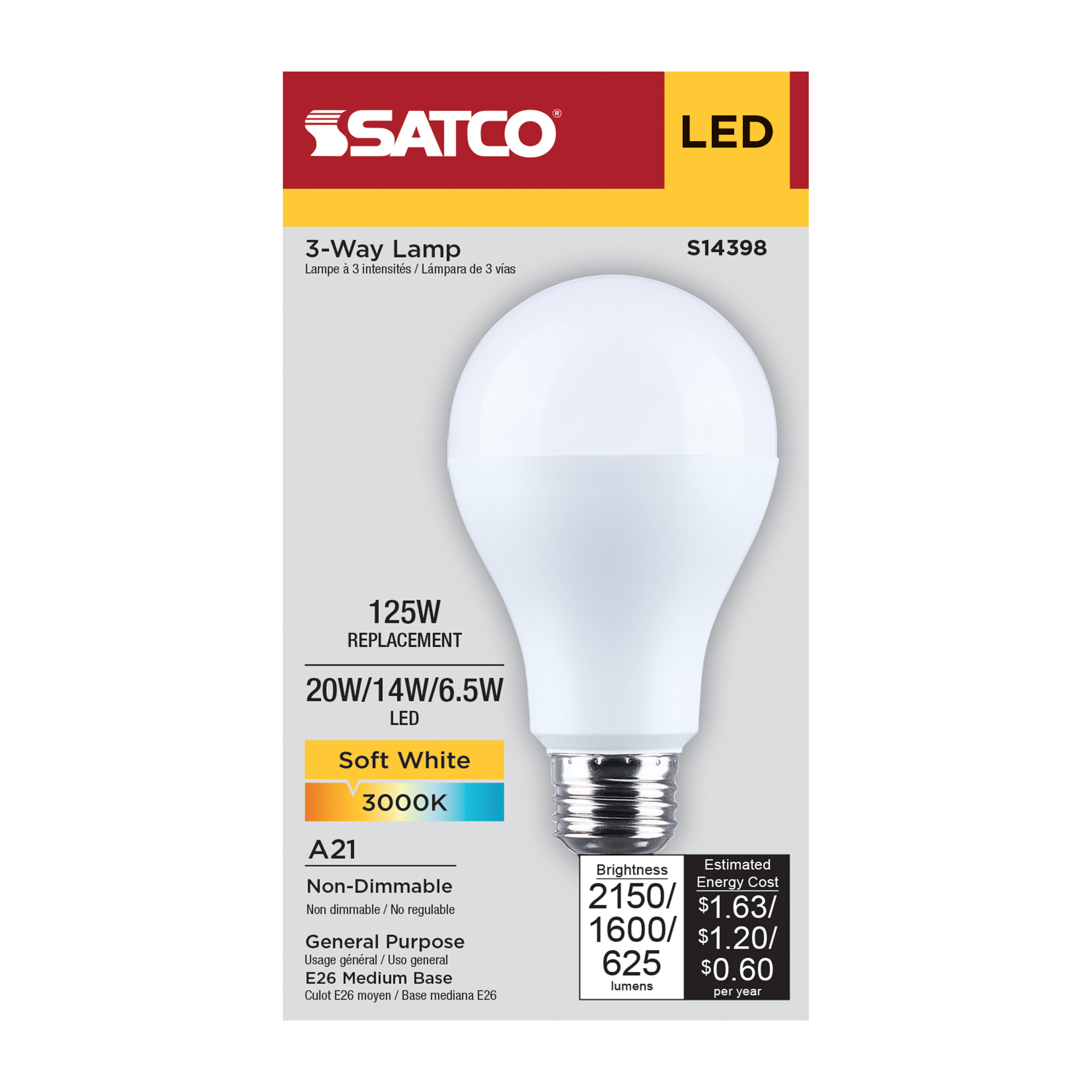 20A21/830/E26D/P/ND/3WAY/1PK - S14398