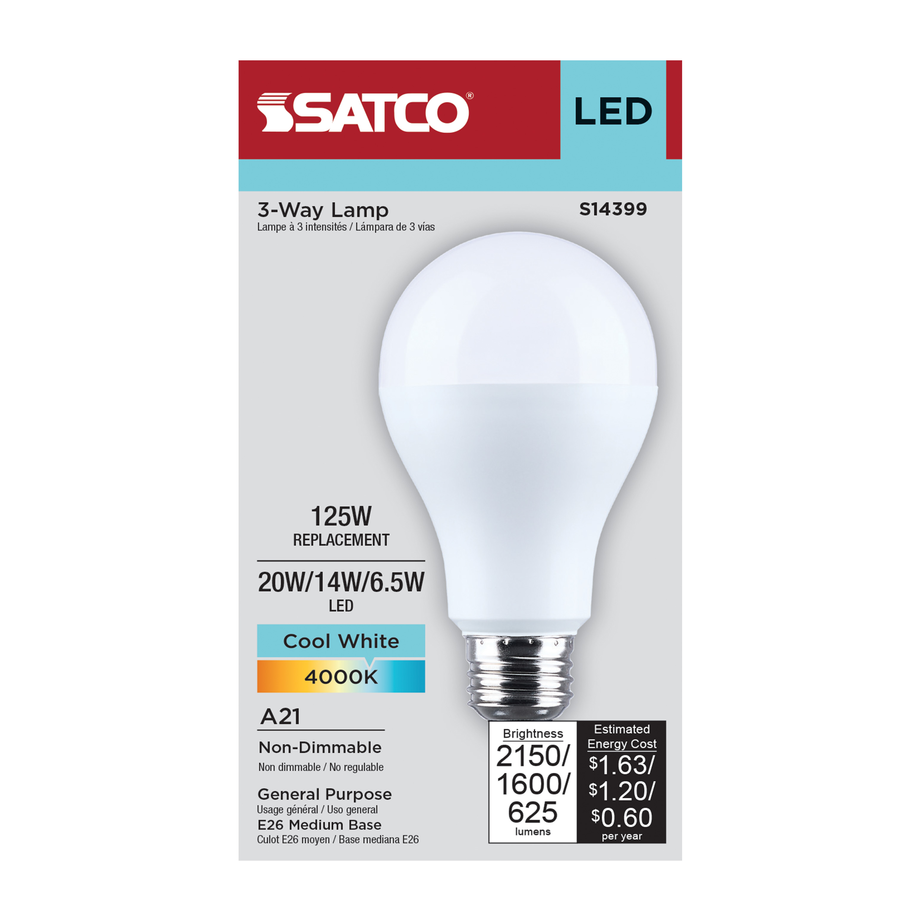 20A21/840/E26D/P/ND/3WAY/1PK - S14399