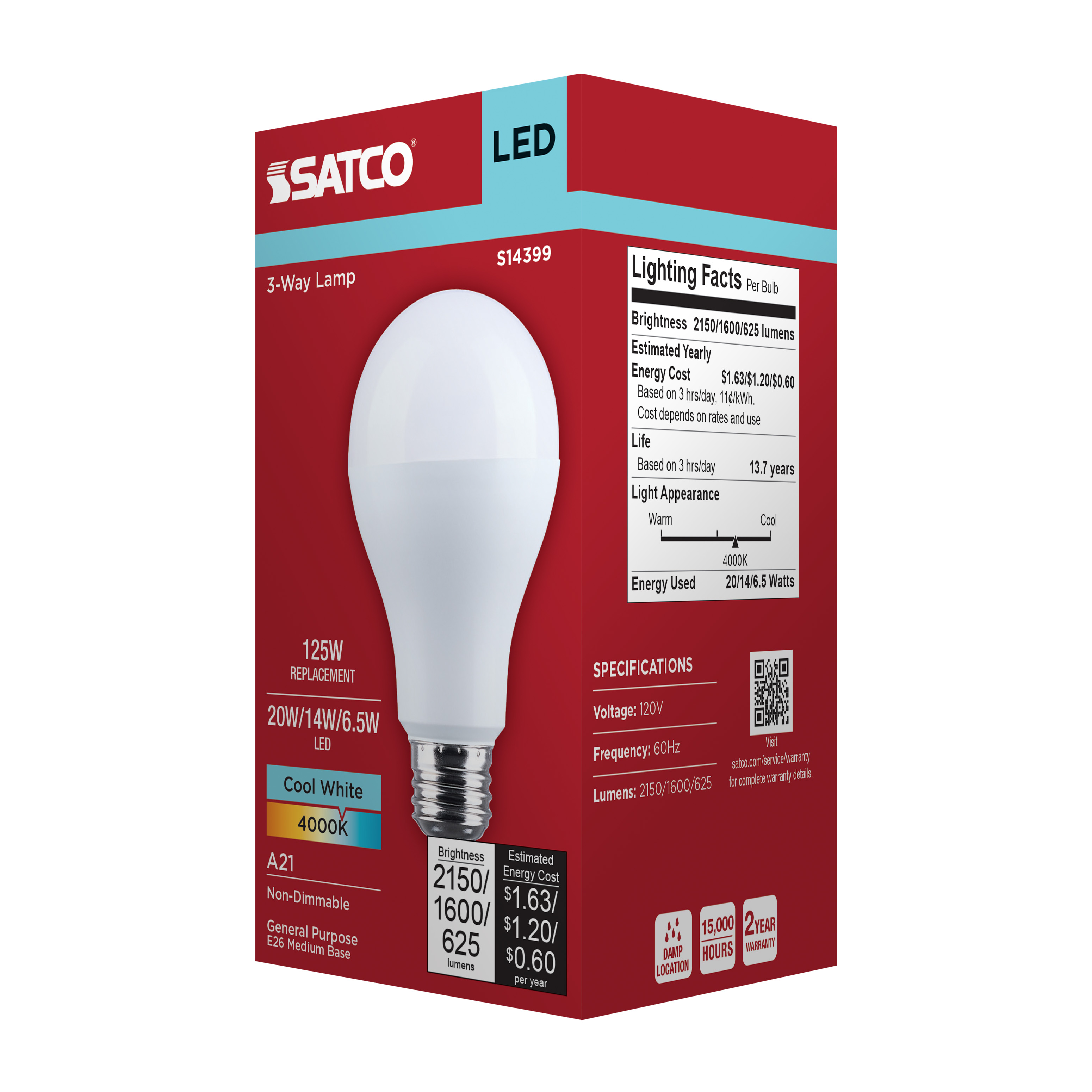 20A21/840/E26D/P/ND/3WAY/1PK - S14399