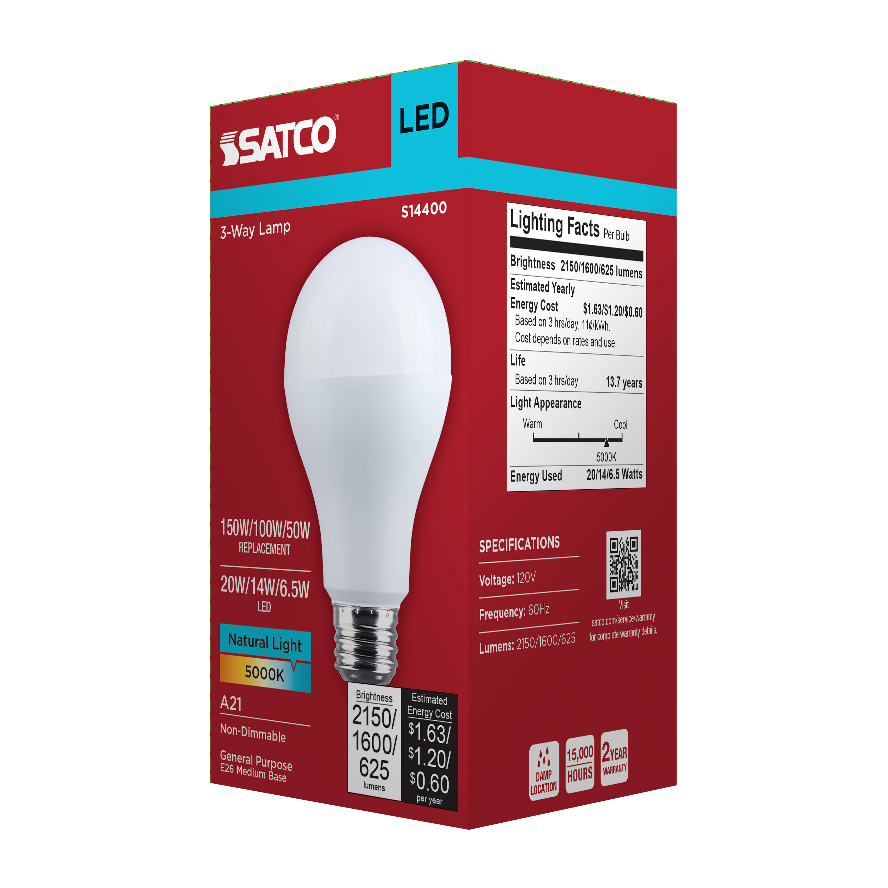 20A21/850/E26D/P/ND/3WAY/1PK - S14400