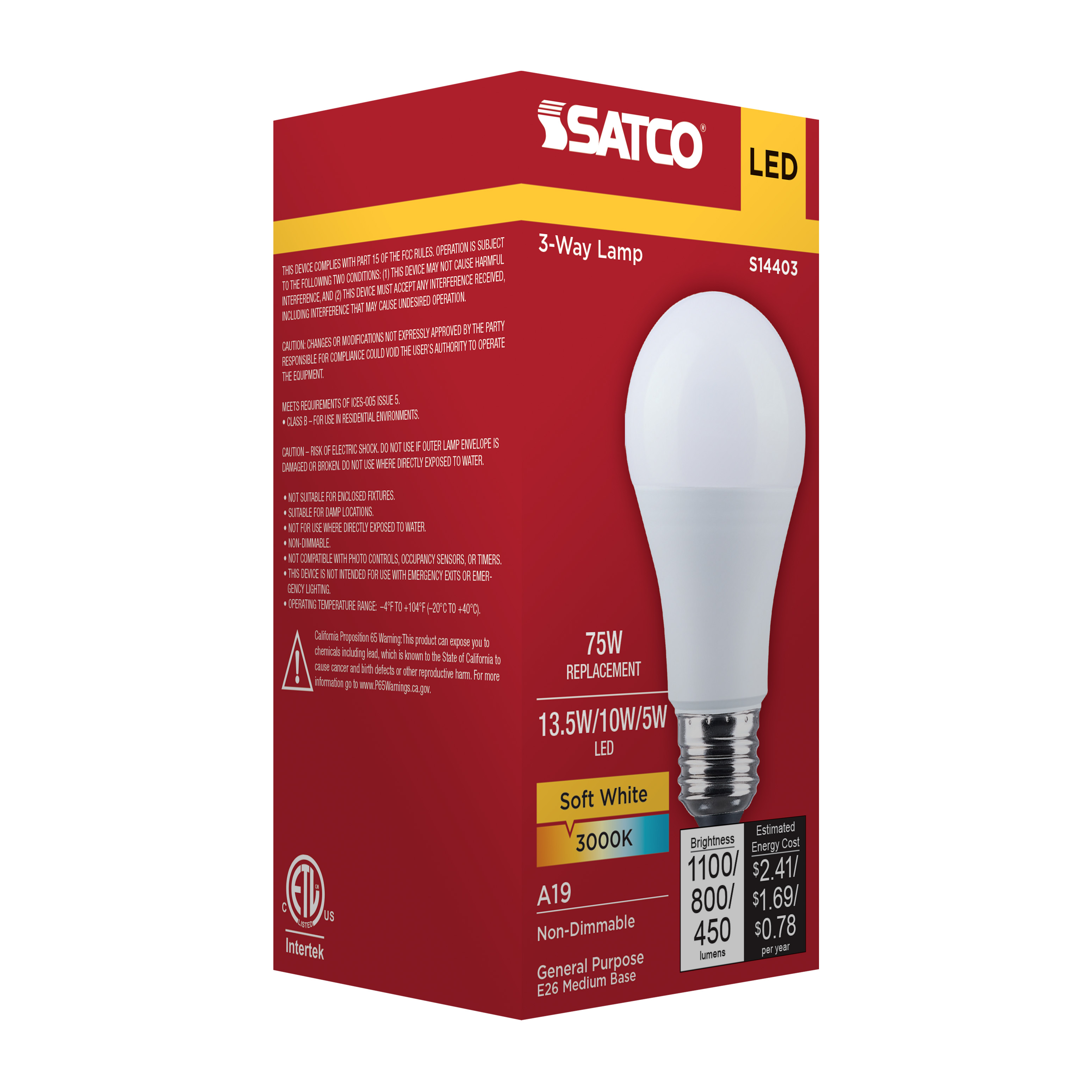 13.5SA19/930/E26D/P/ND/3WY/1PK - S14403