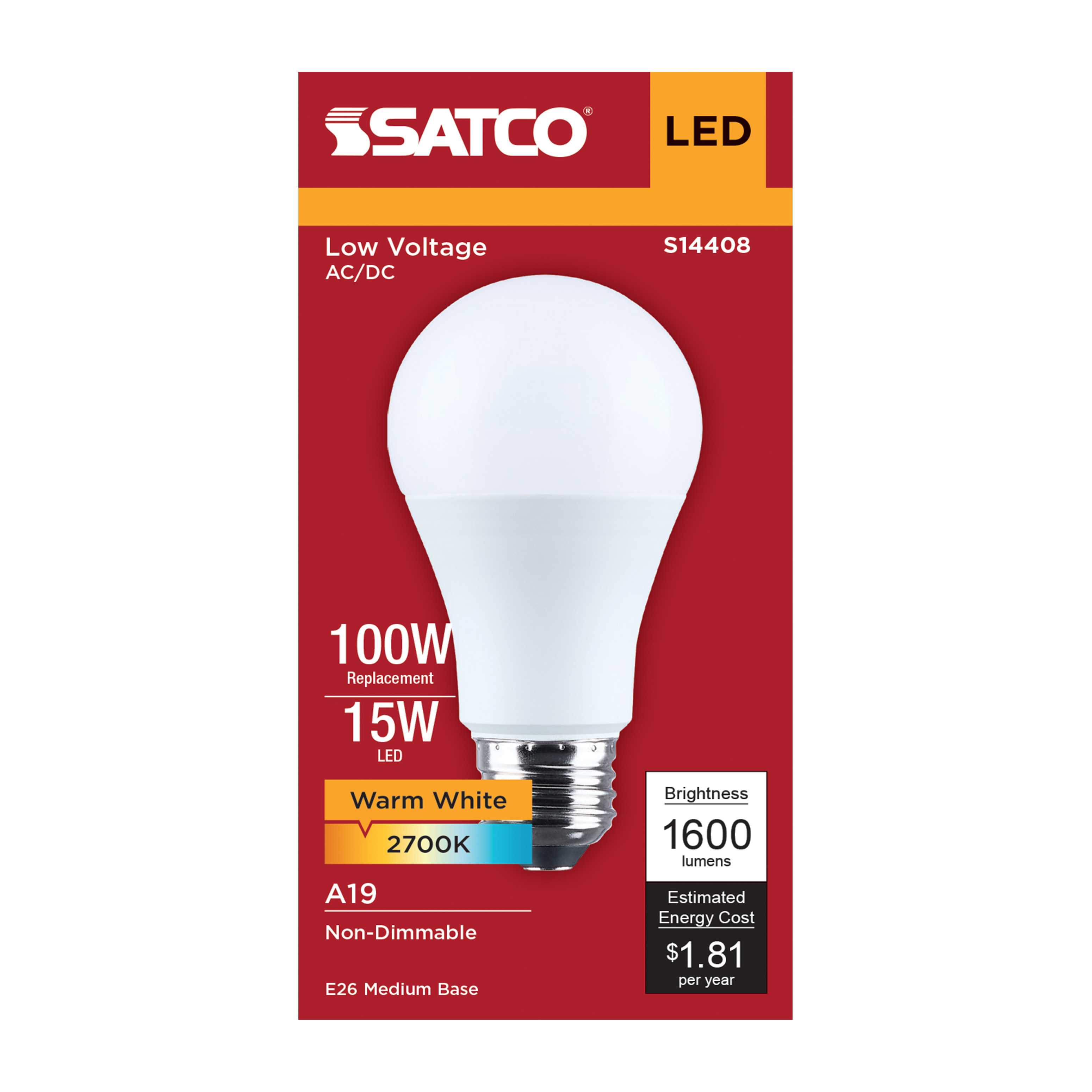 15A19L/827/E26/P/ND12-34V/1PK - S14408