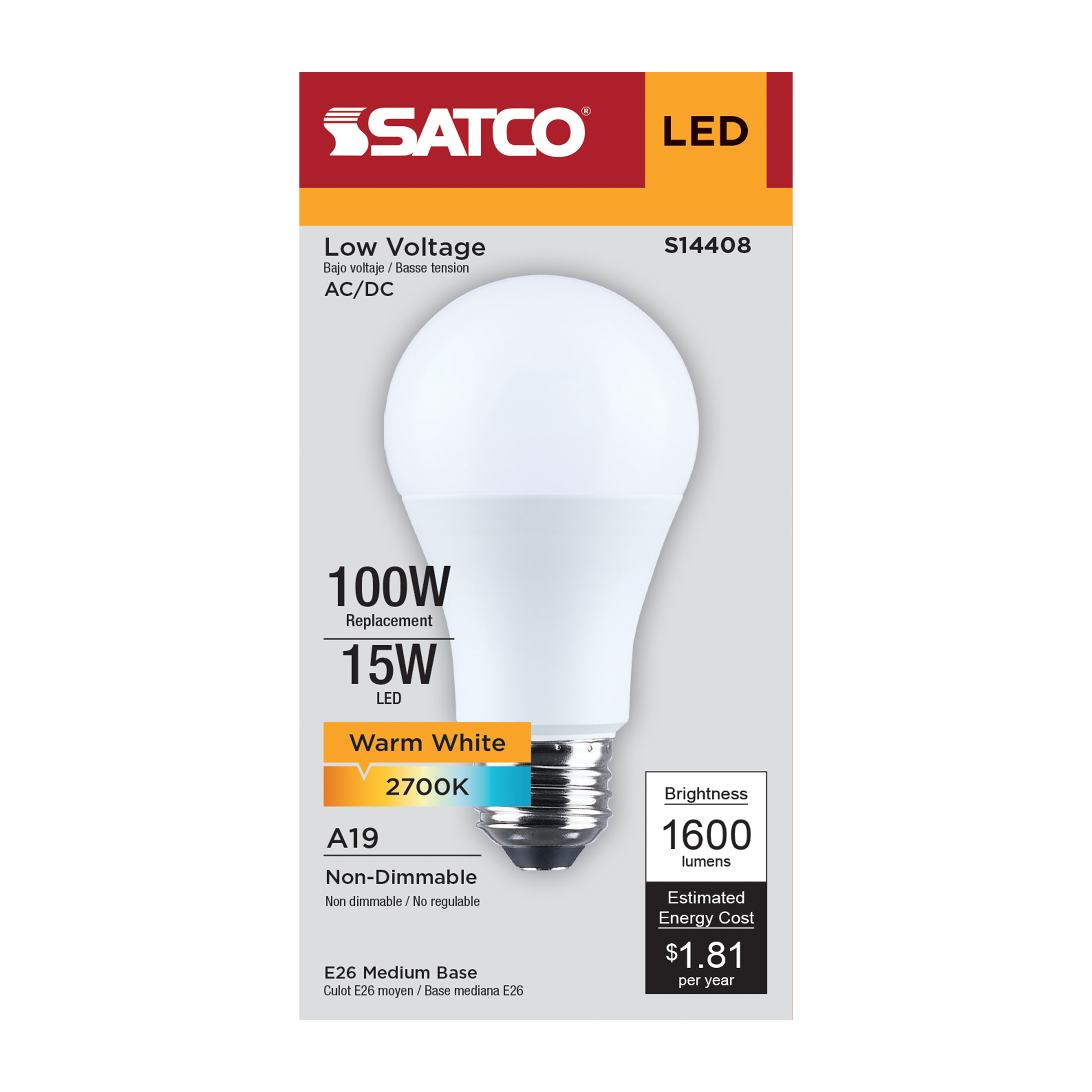 15A19L/827/E26/P/ND12-34V/1PK - S14408