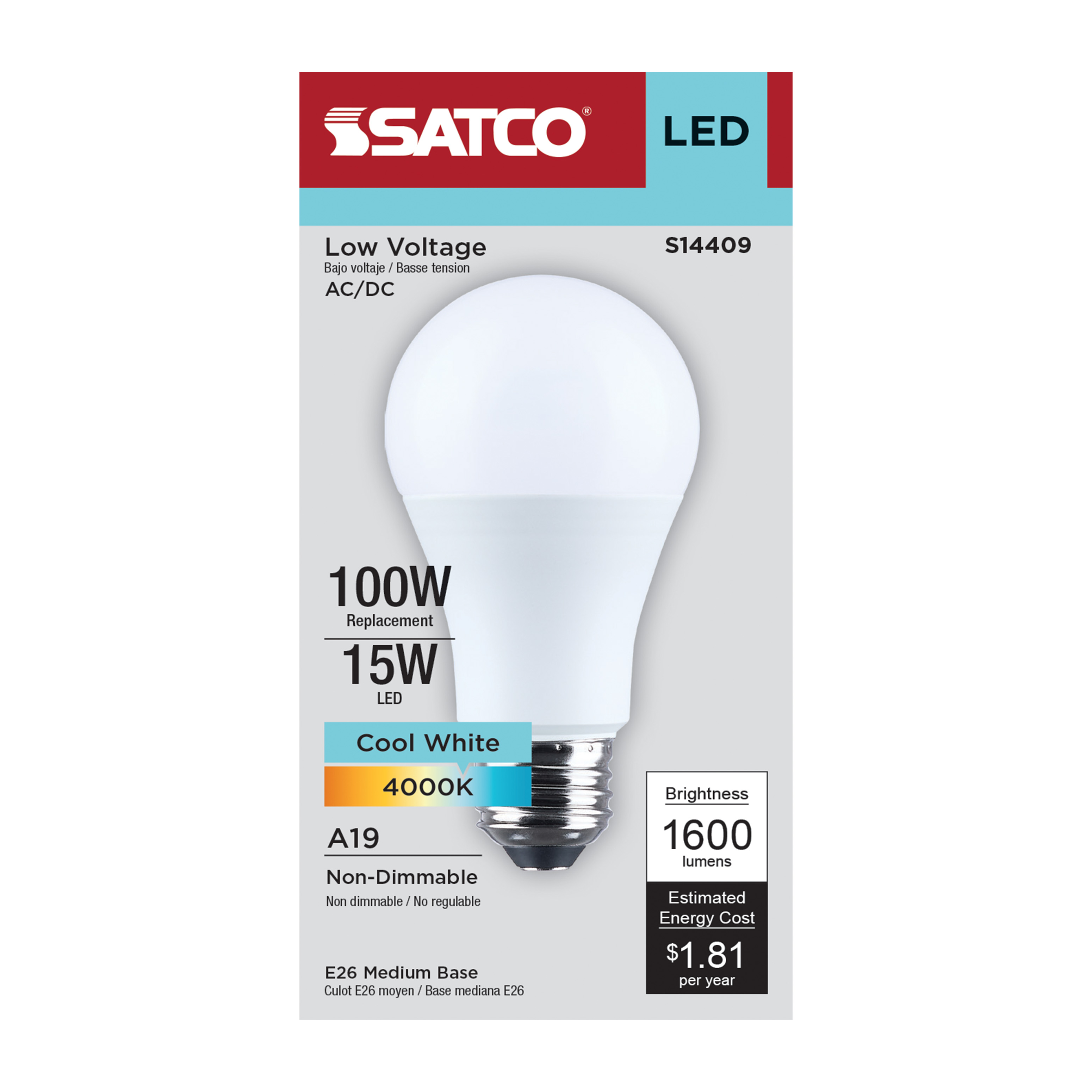 15A19L/840/E26/P/ND12-34V/1PK - S14409