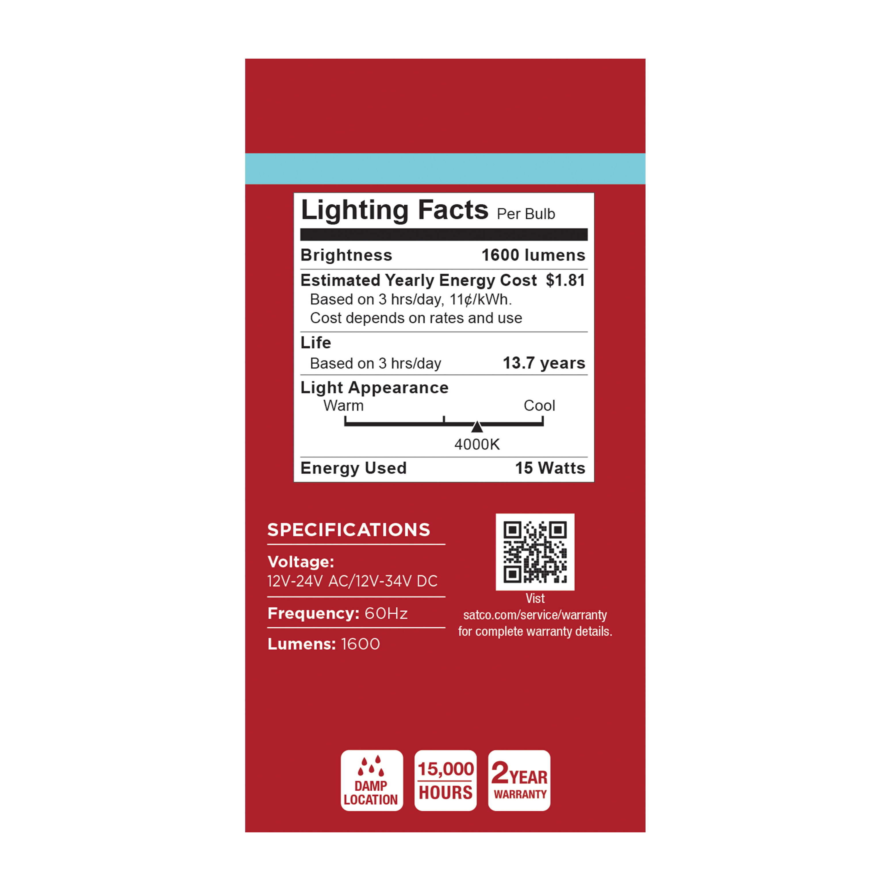 15A19L/840/E26/P/ND12-34V/1PK - S14409