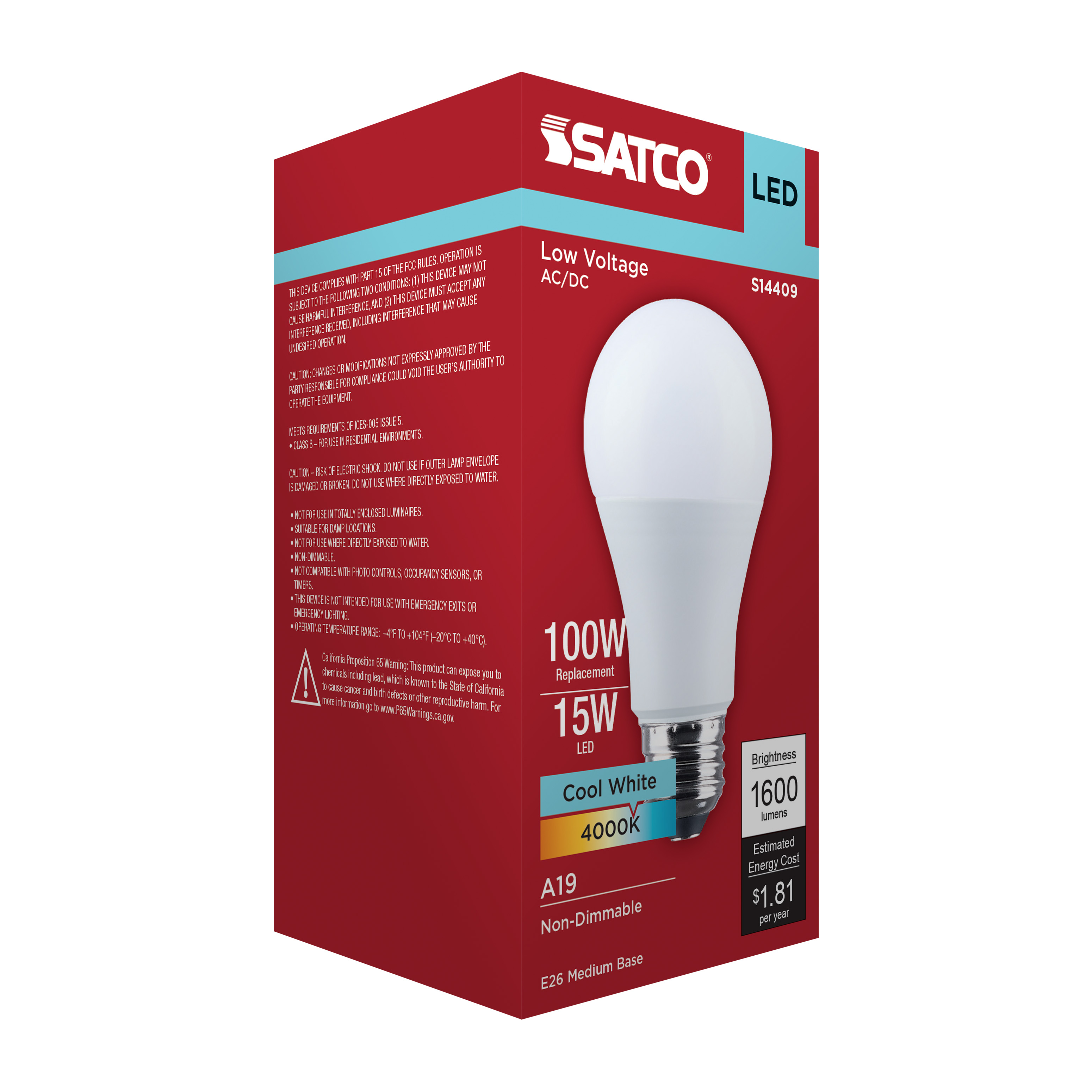 15A19L/840/E26/P/ND12-34V/1PK - S14409