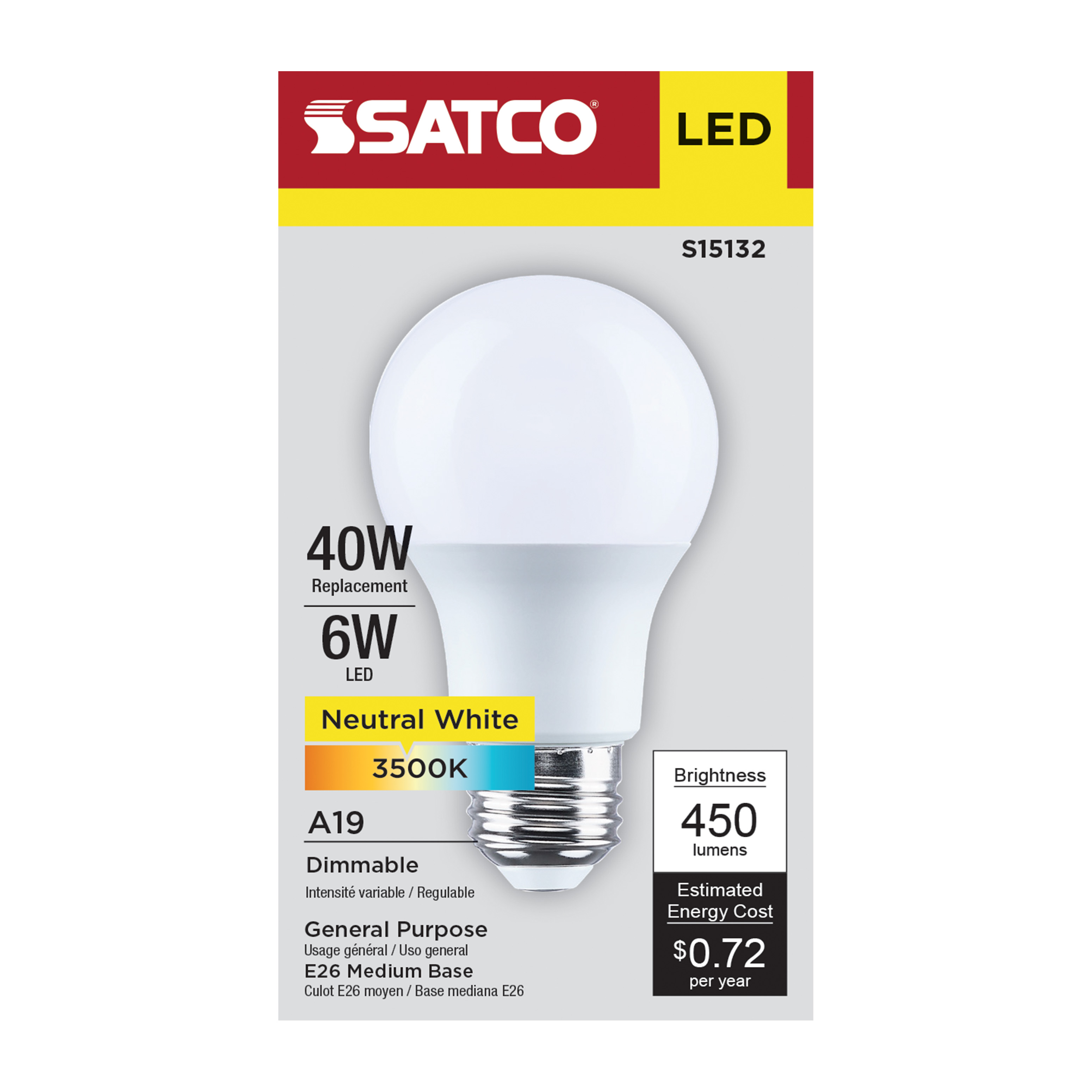 6A19L/835/E26/P/D/1PK - S15132