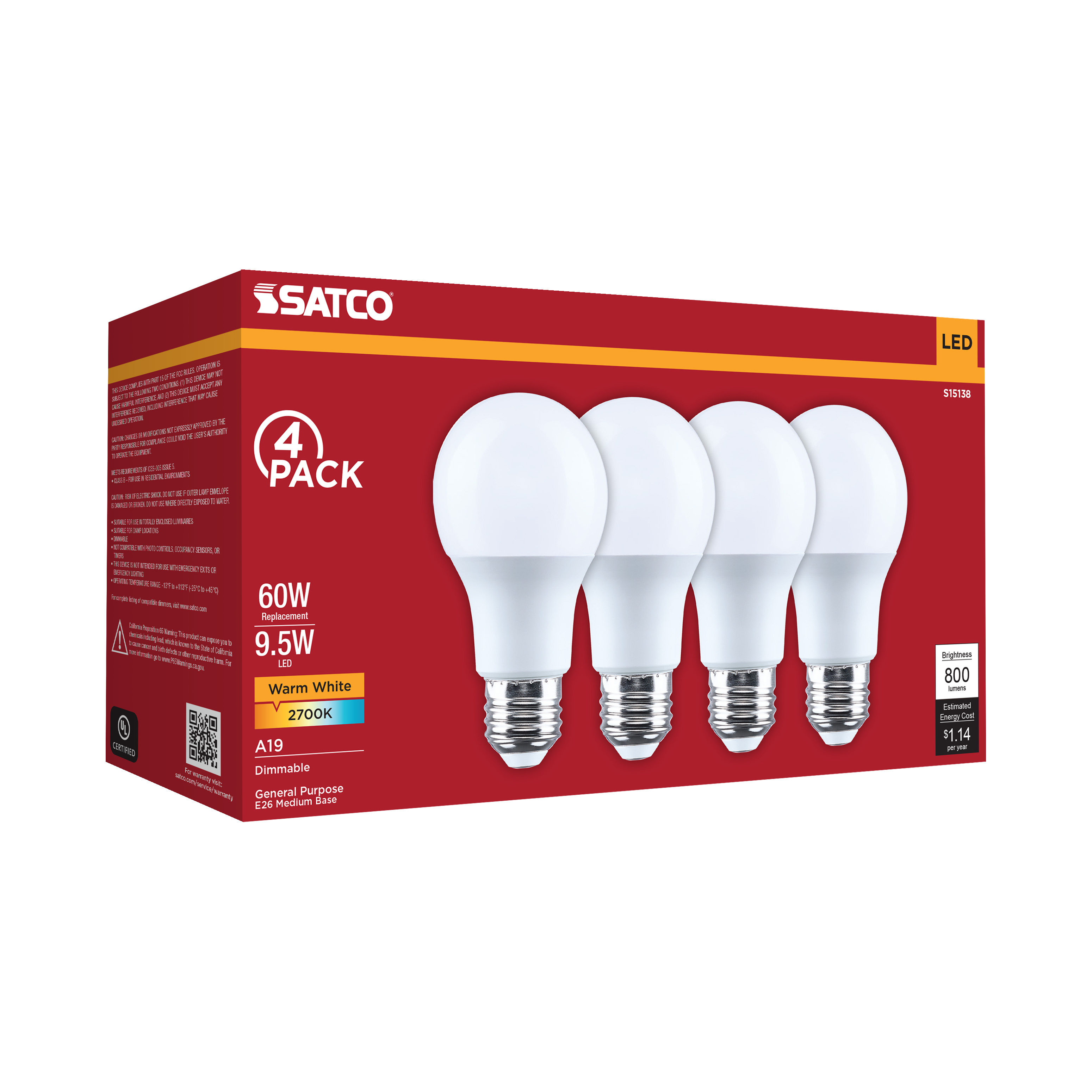 9.5A19L/827/E26/P/D/4PK - S15138