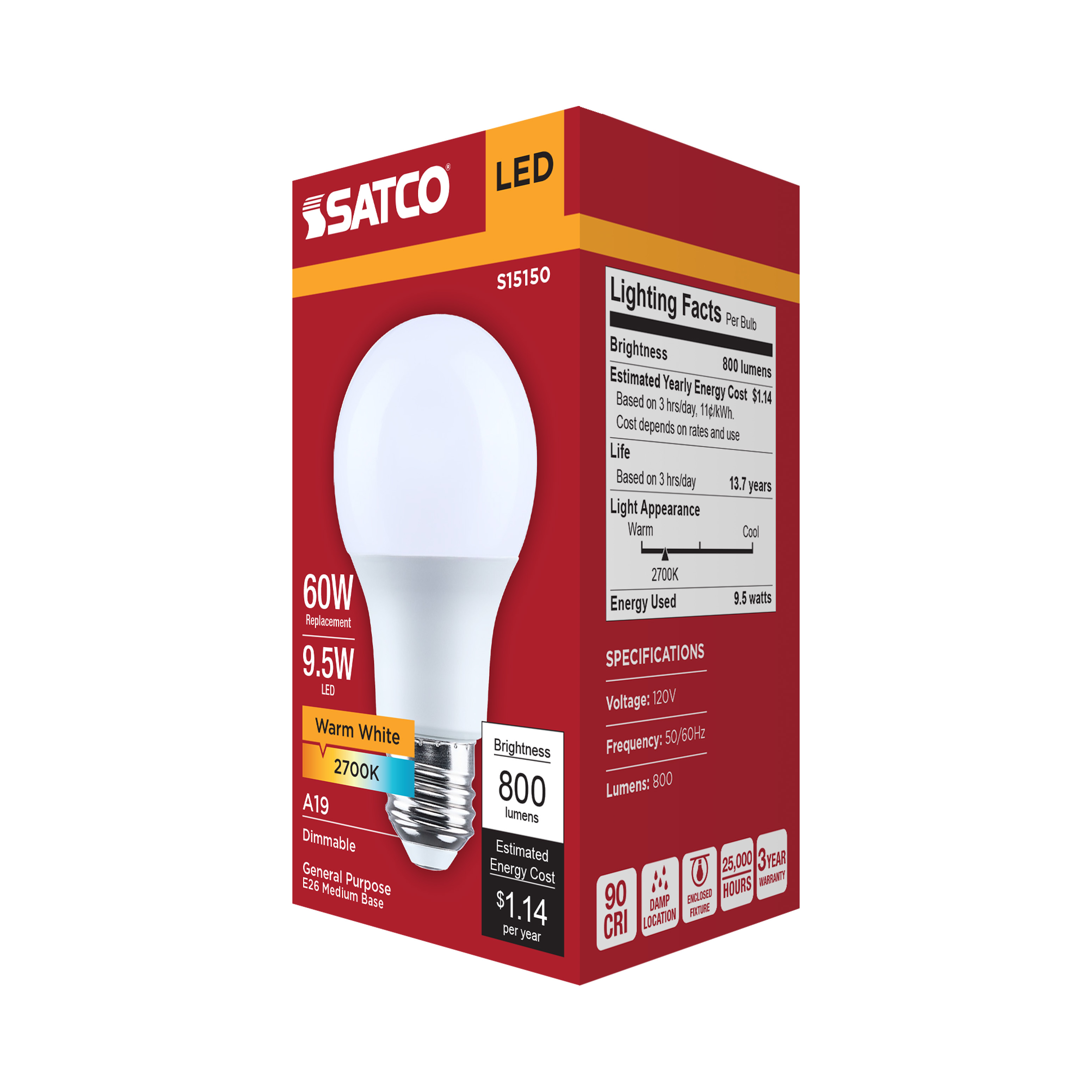 9.5A19L/927/E26/P/D/1PK - S15150