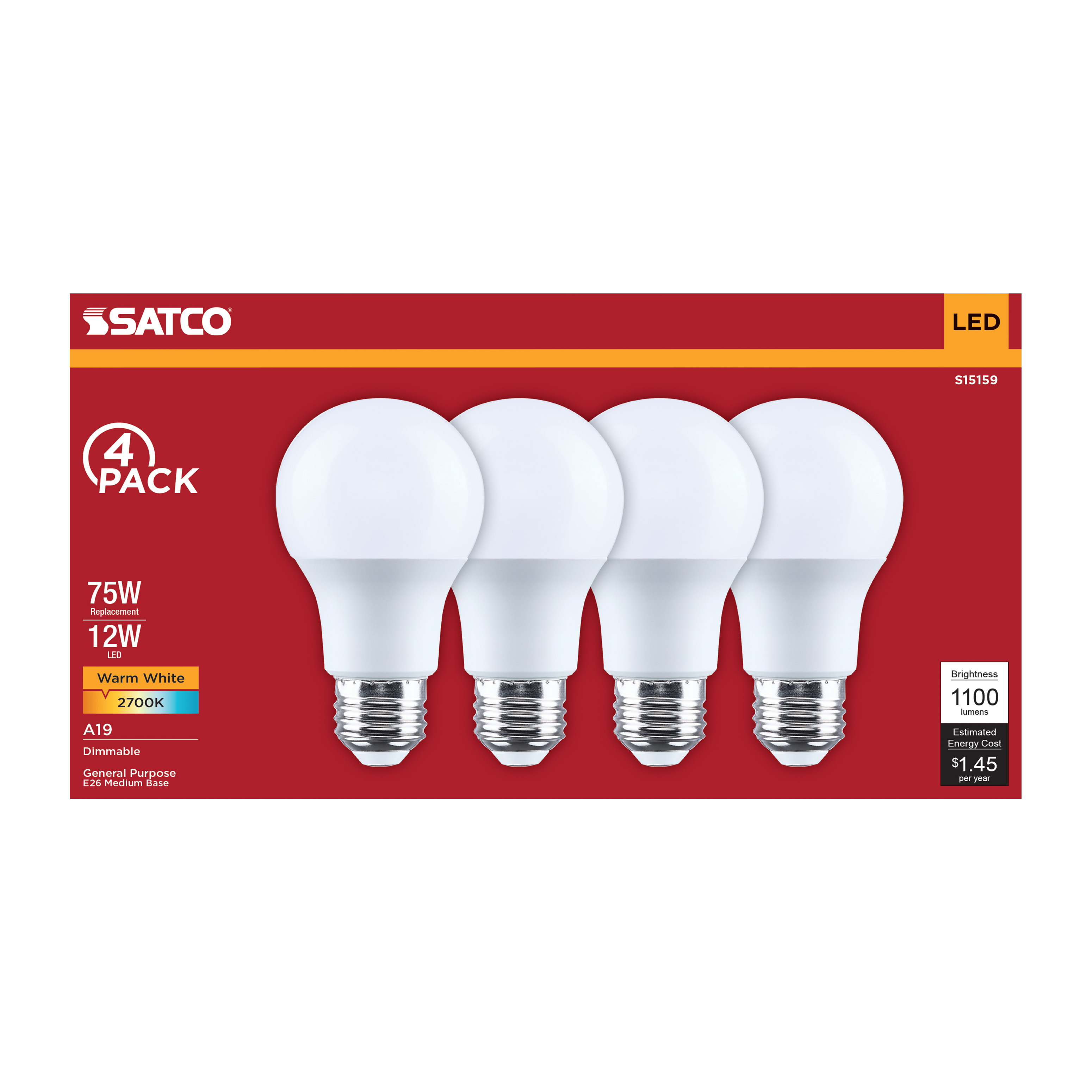 12A19L/827/E26/P/D/4PK - S15159