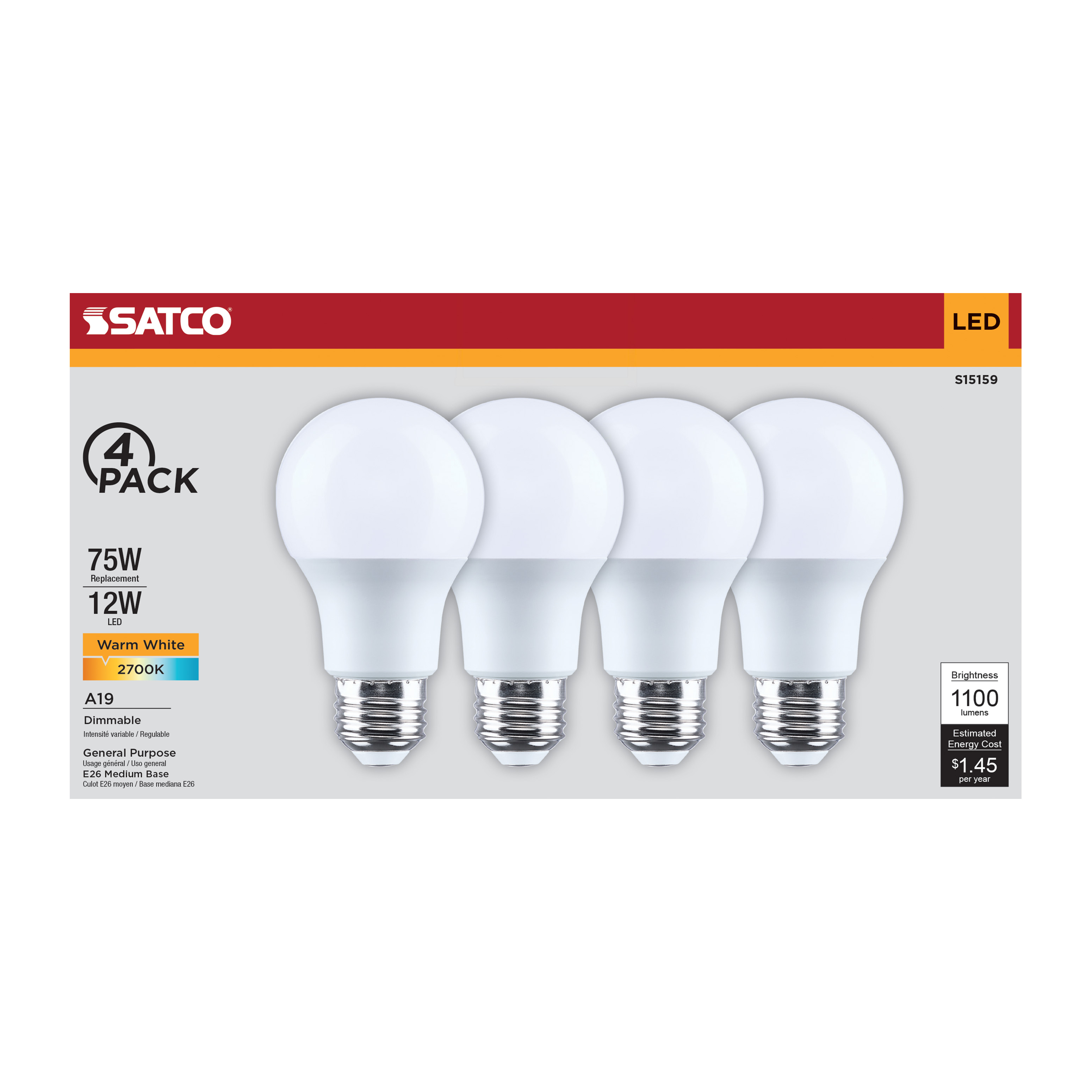 12A19L/827/E26/P/D/4PK - S15159