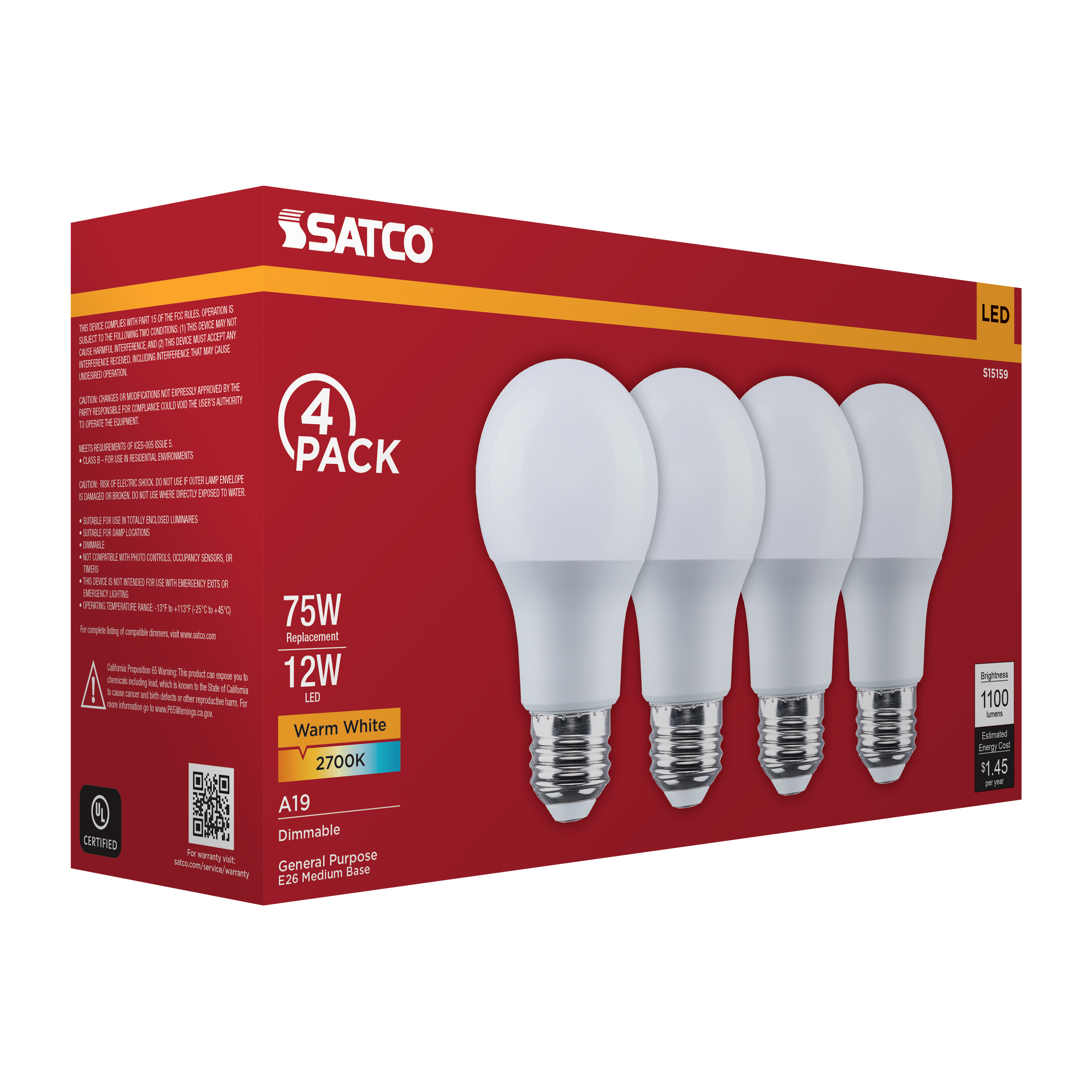 12A19L/827/E26/P/D/4PK - S15159