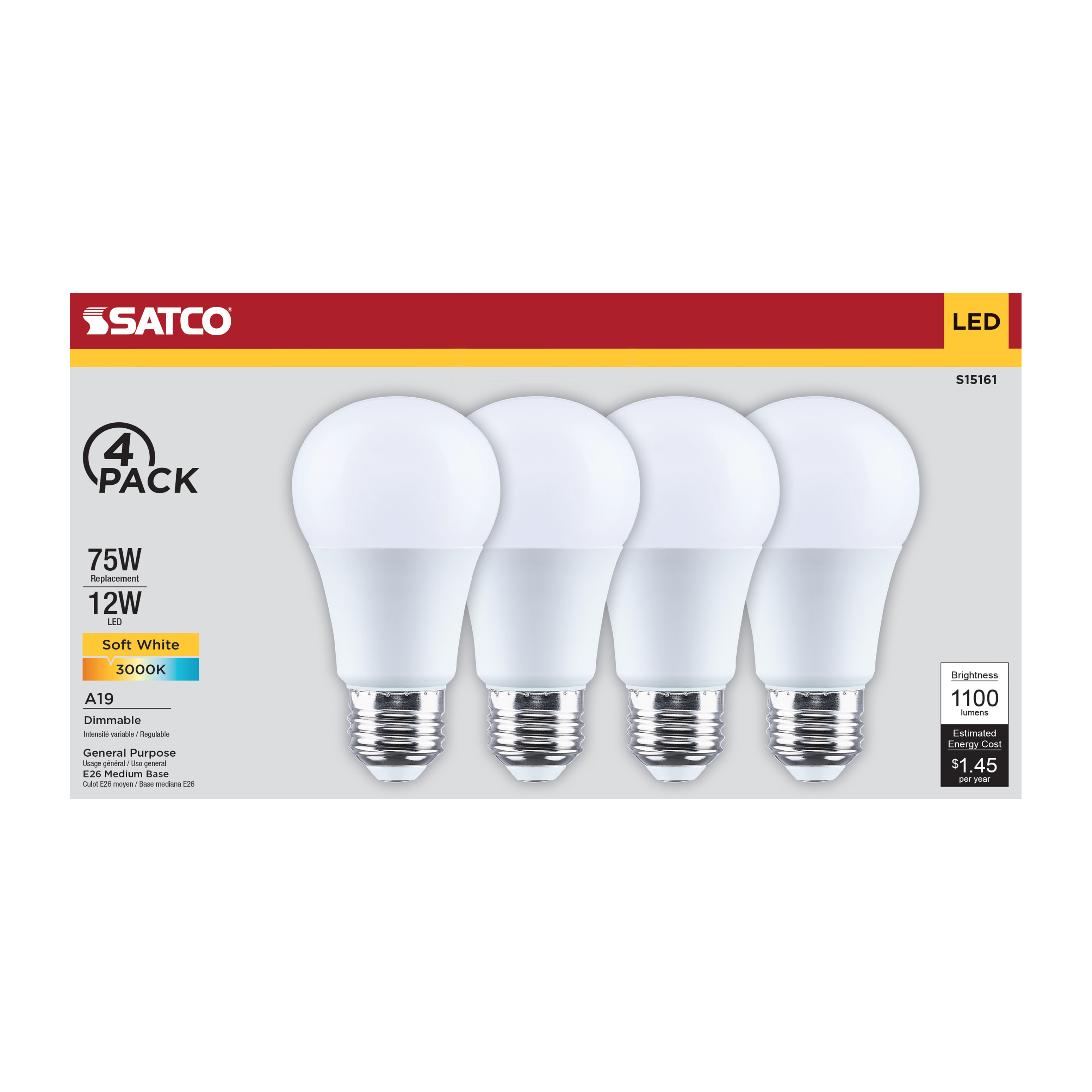 12A19L/830/E26/P/D/4PK - S15161