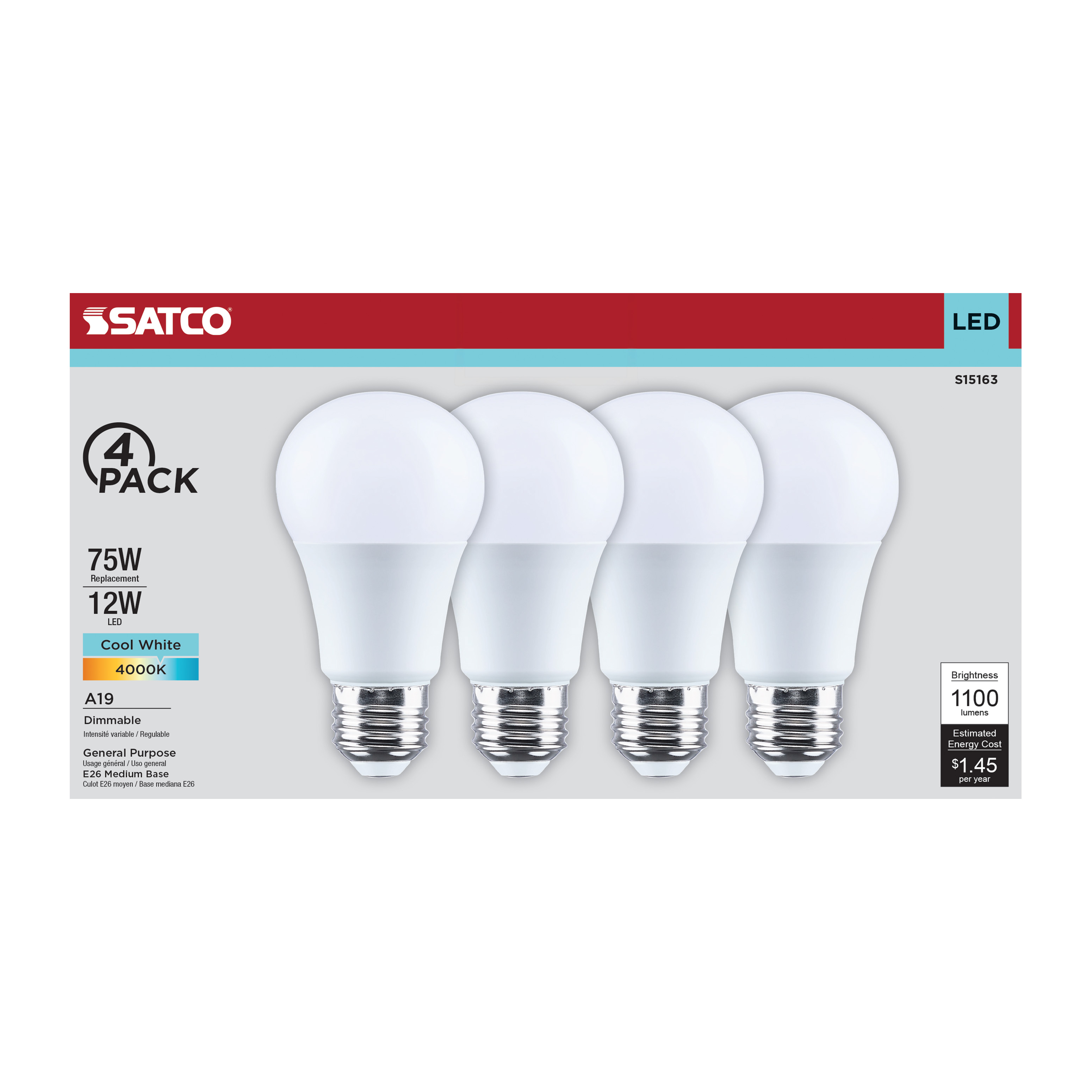12A19L/840/E26/P/D/4PK - S15163
