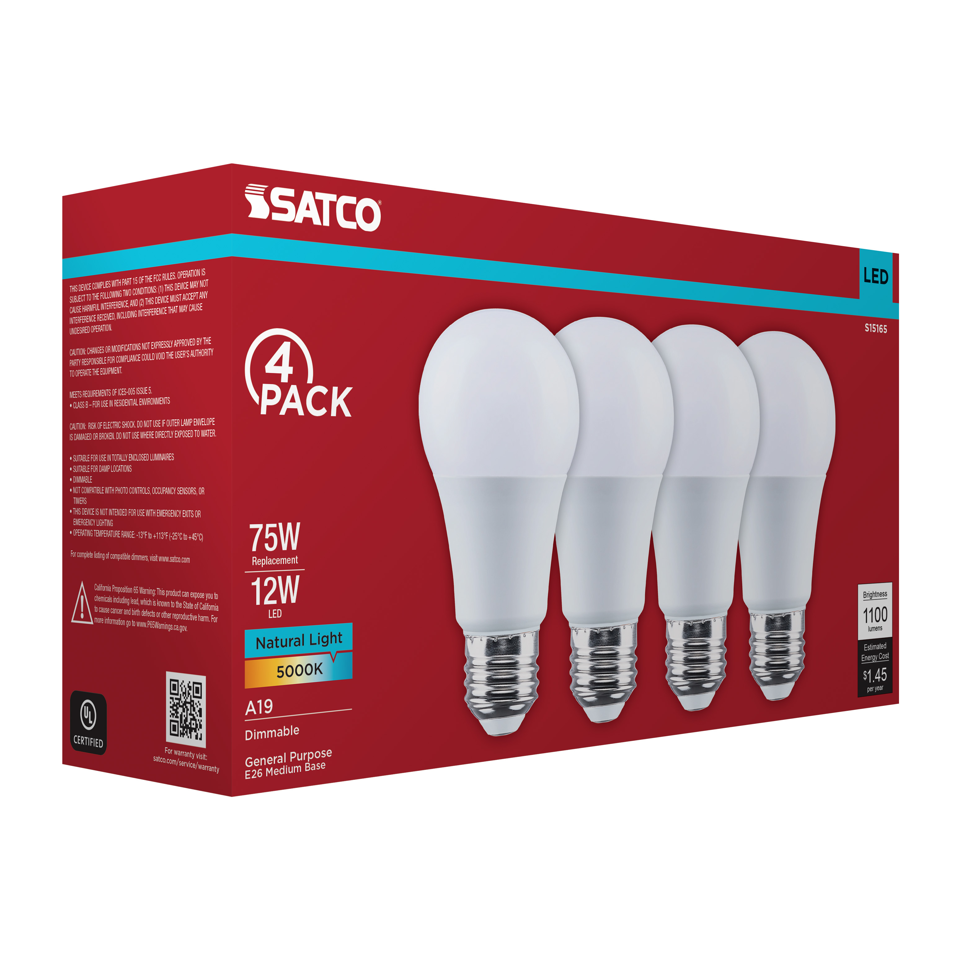12A19L/850/E26/P/D/4PK - S15165