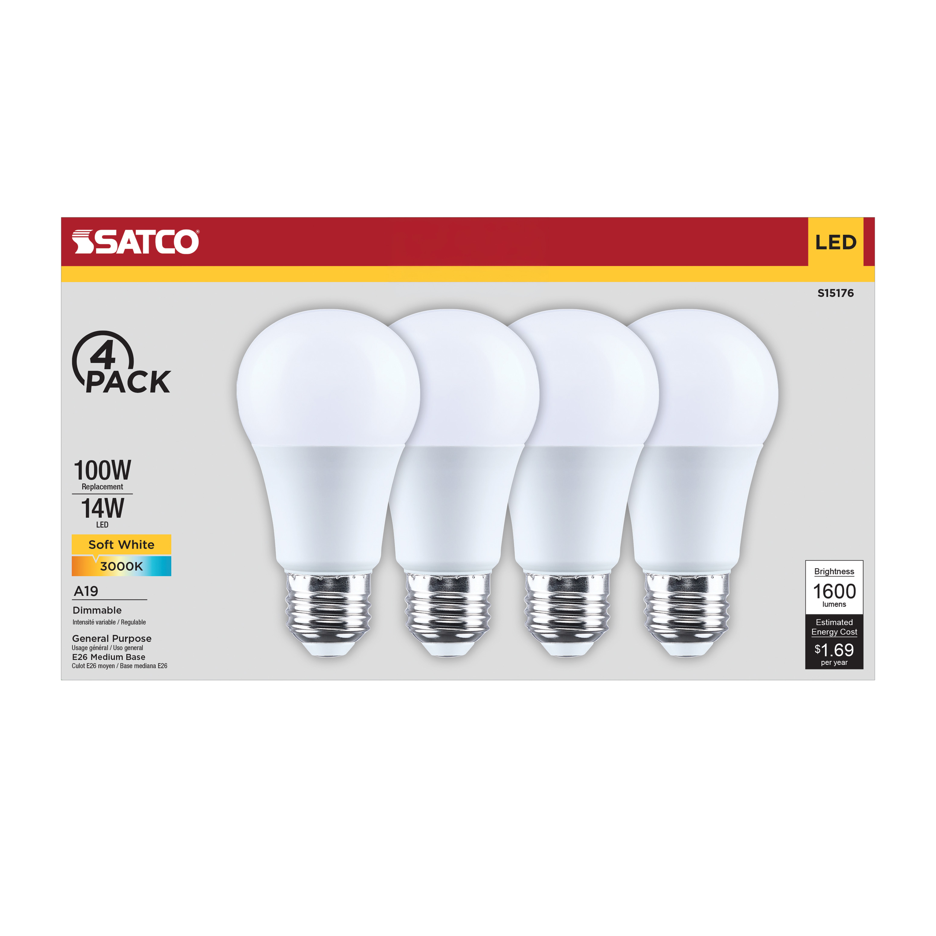 14A19L/830/E26/P/D/4PK - S15176