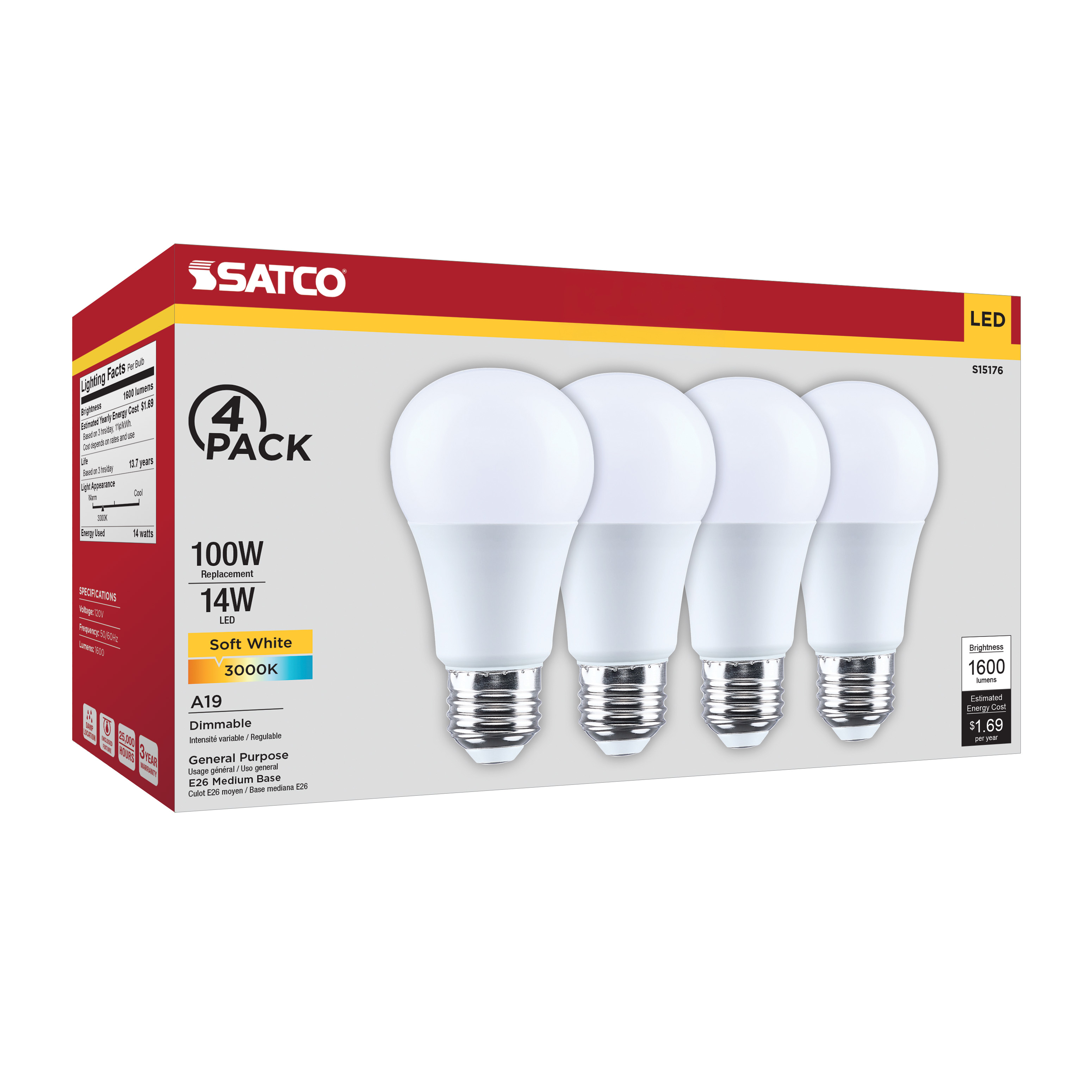 14A19L/830/E26/P/D/4PK - S15176