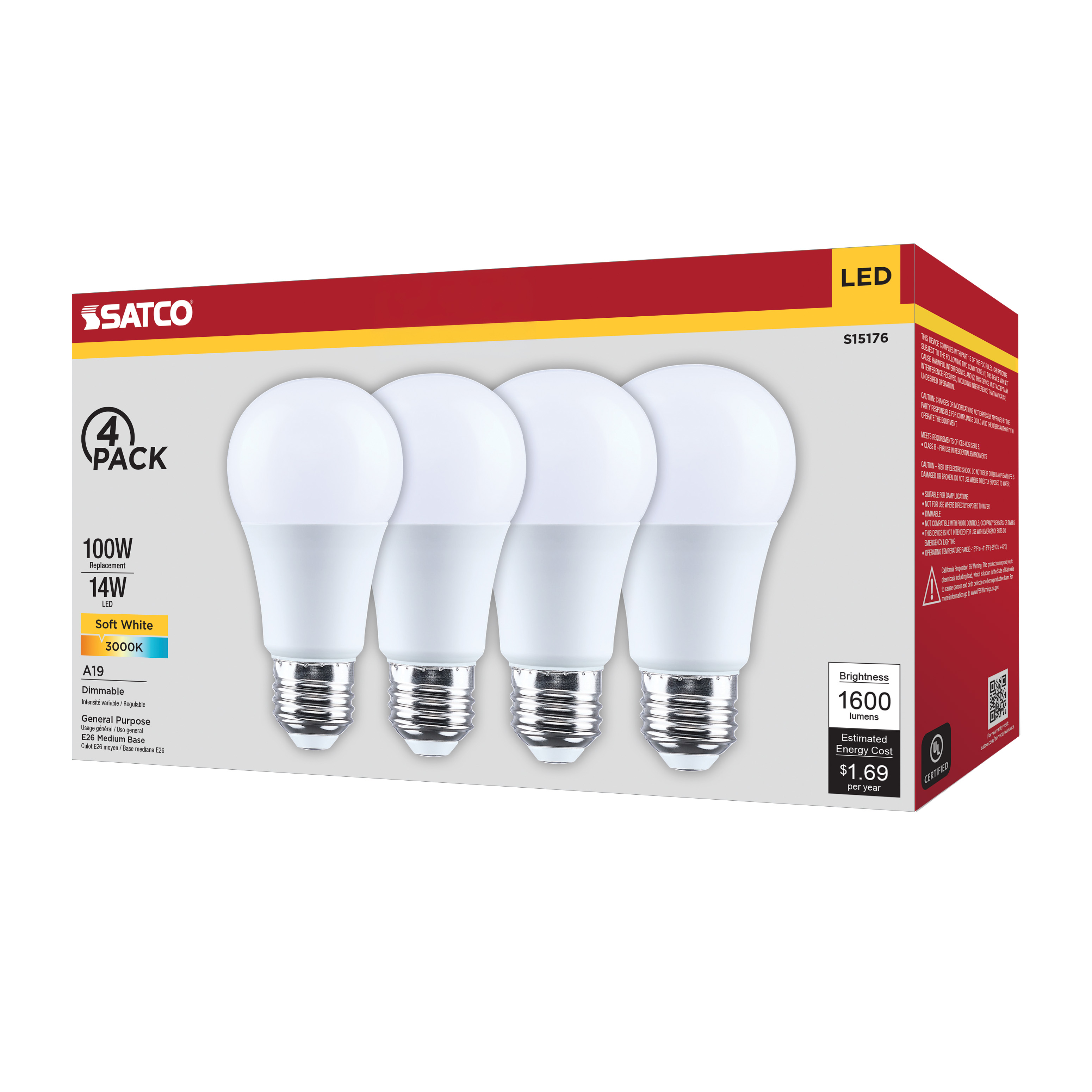 14A19L/830/E26/P/D/4PK - S15176