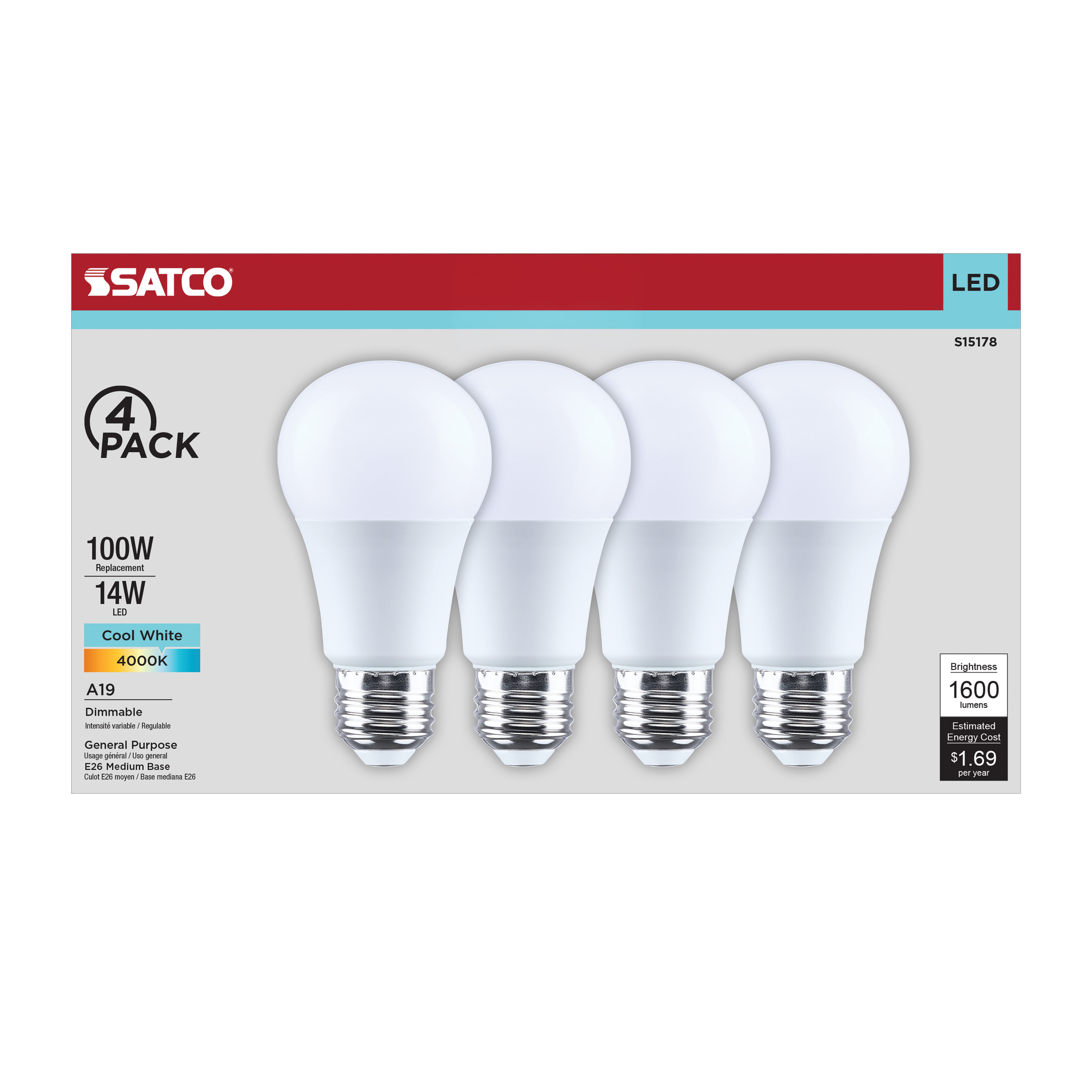 14A19L/840/E26/P/D/4PK - S15178
