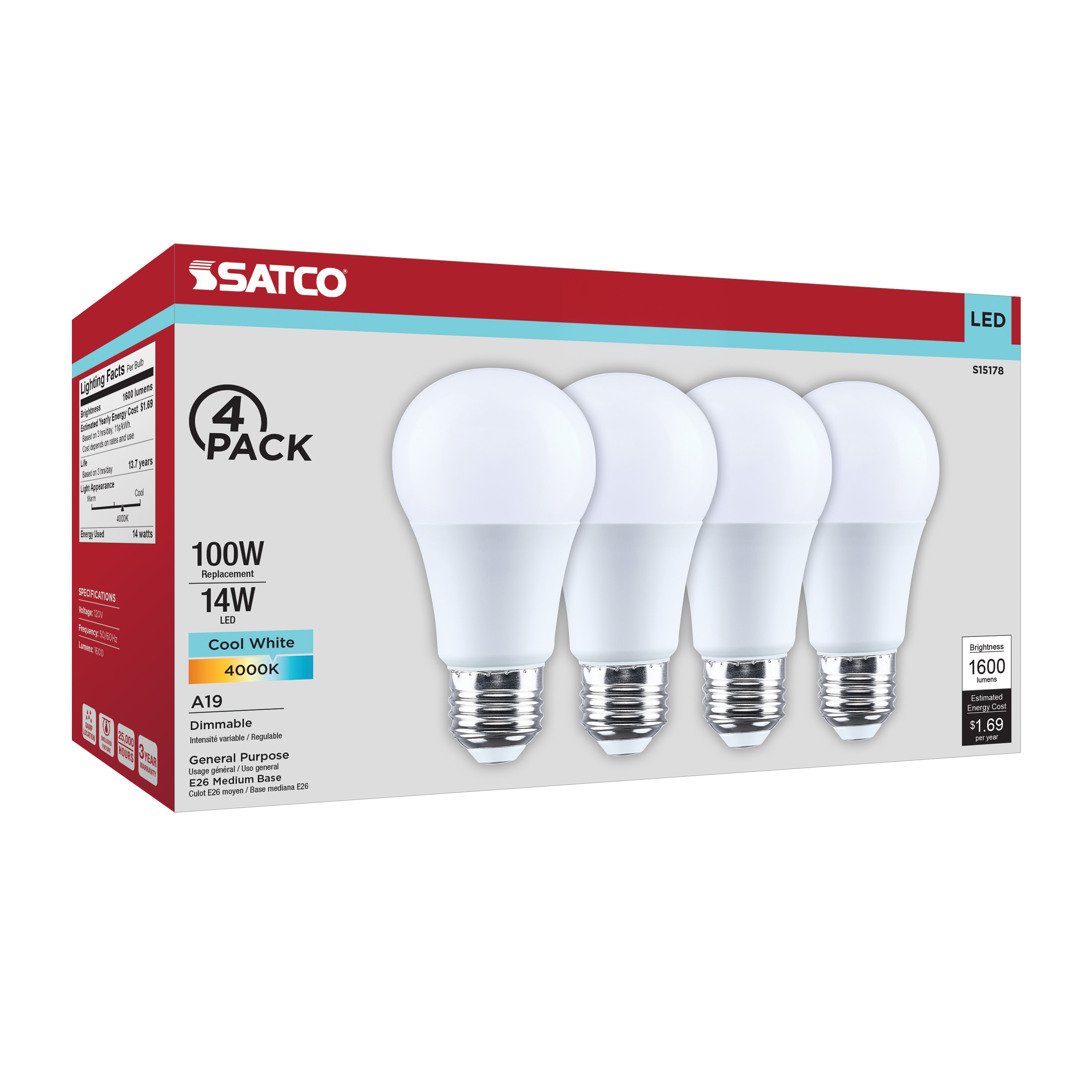 14A19L/840/E26/P/D/4PK - S15178