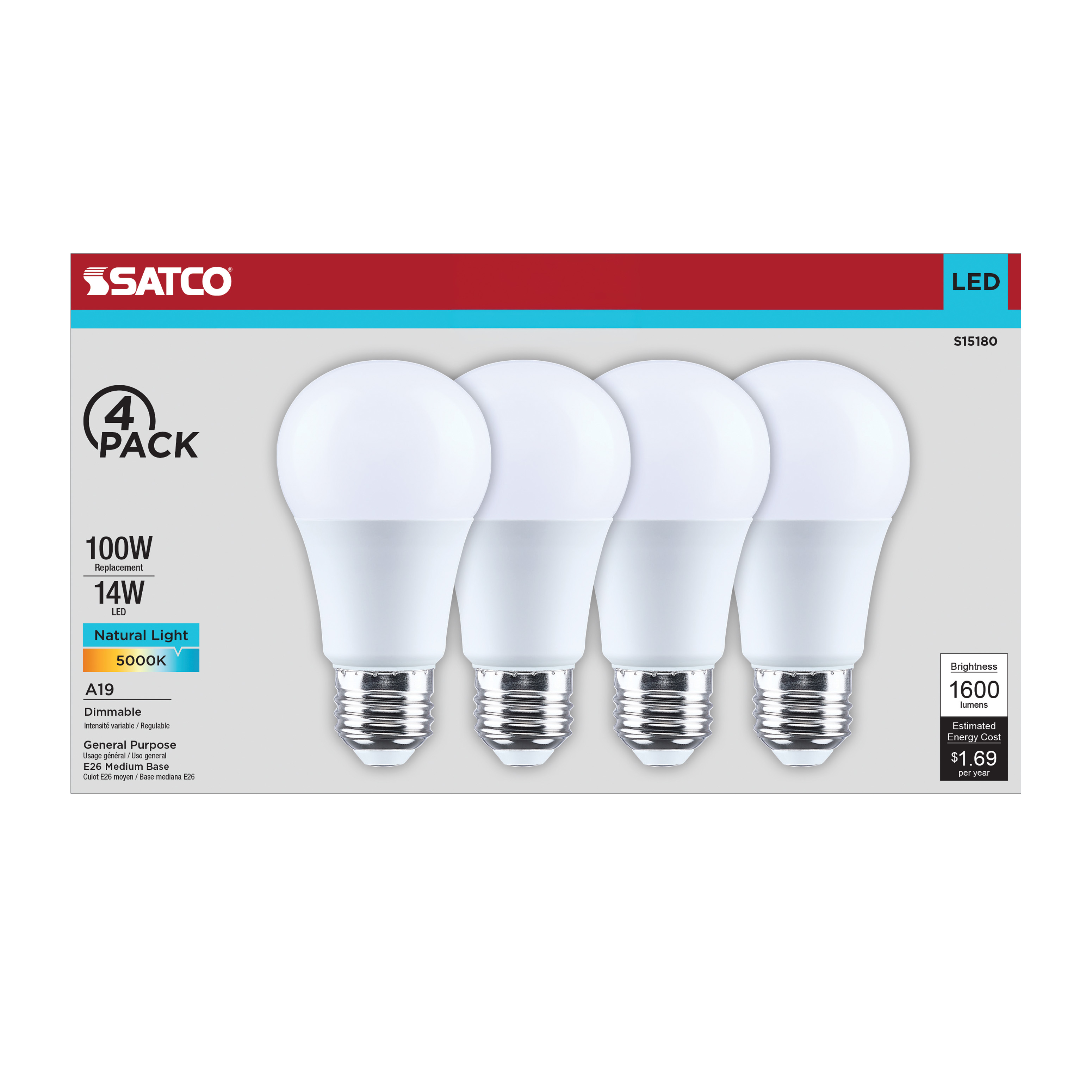 14A19L/850/E26/P/D/4PK - S15180