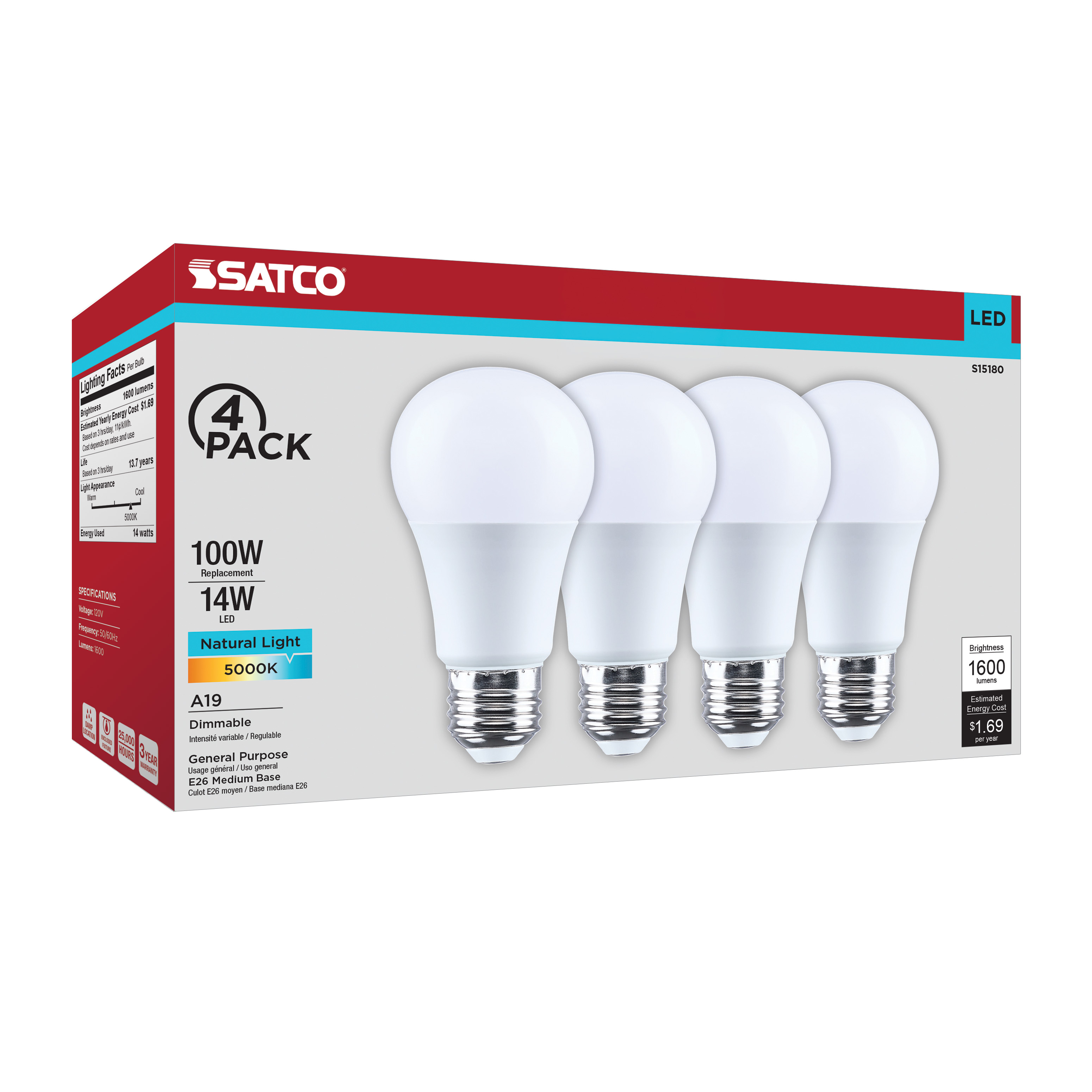 14A19L/850/E26/P/D/4PK - S15180
