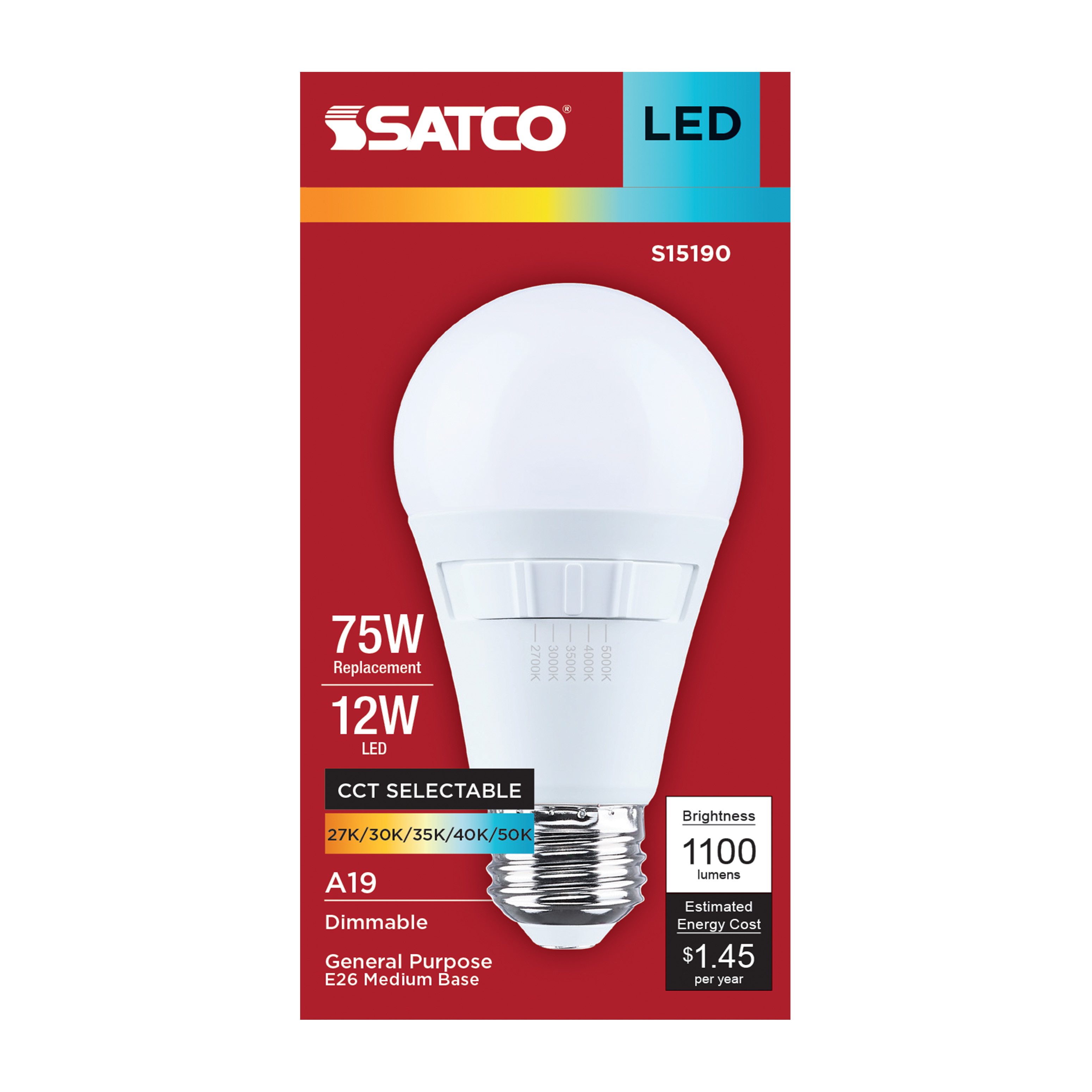12A19L/8CCT5/E26/P/D/1PK - S15190