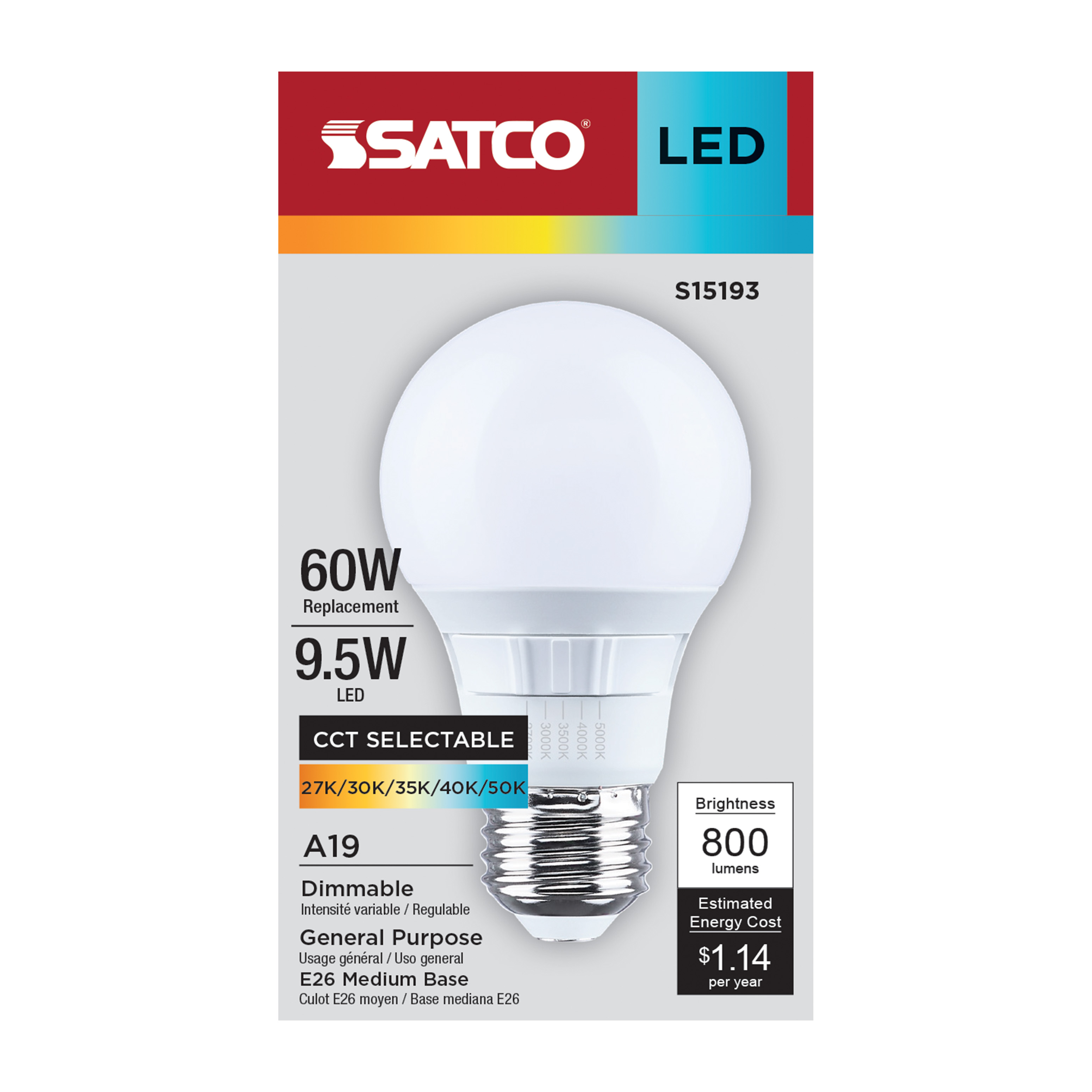9.5A19L/9CCT5/E26/P/D/1PK - S15193