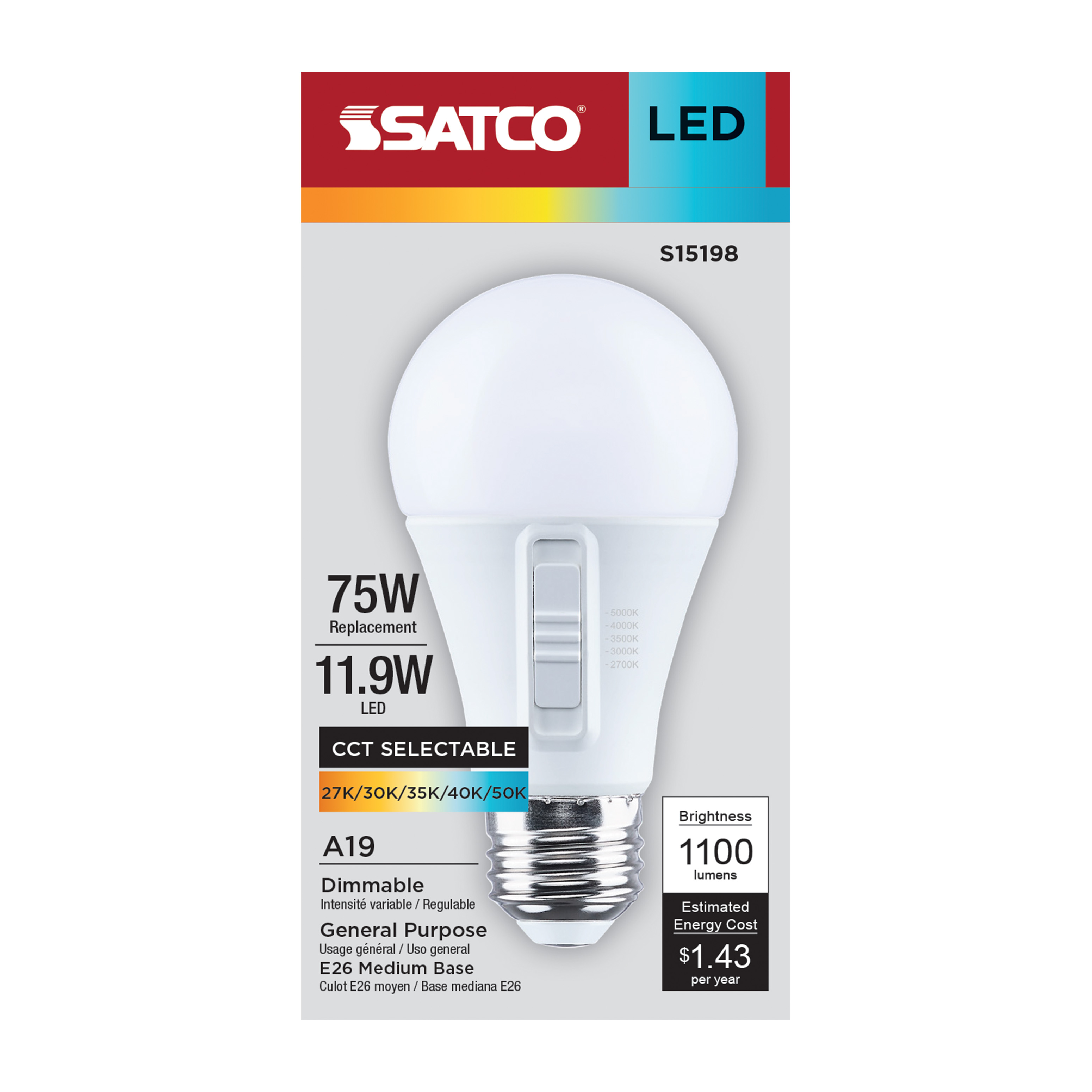 11.9A19L/9CCT5/E26/P/D/1PK - S15198