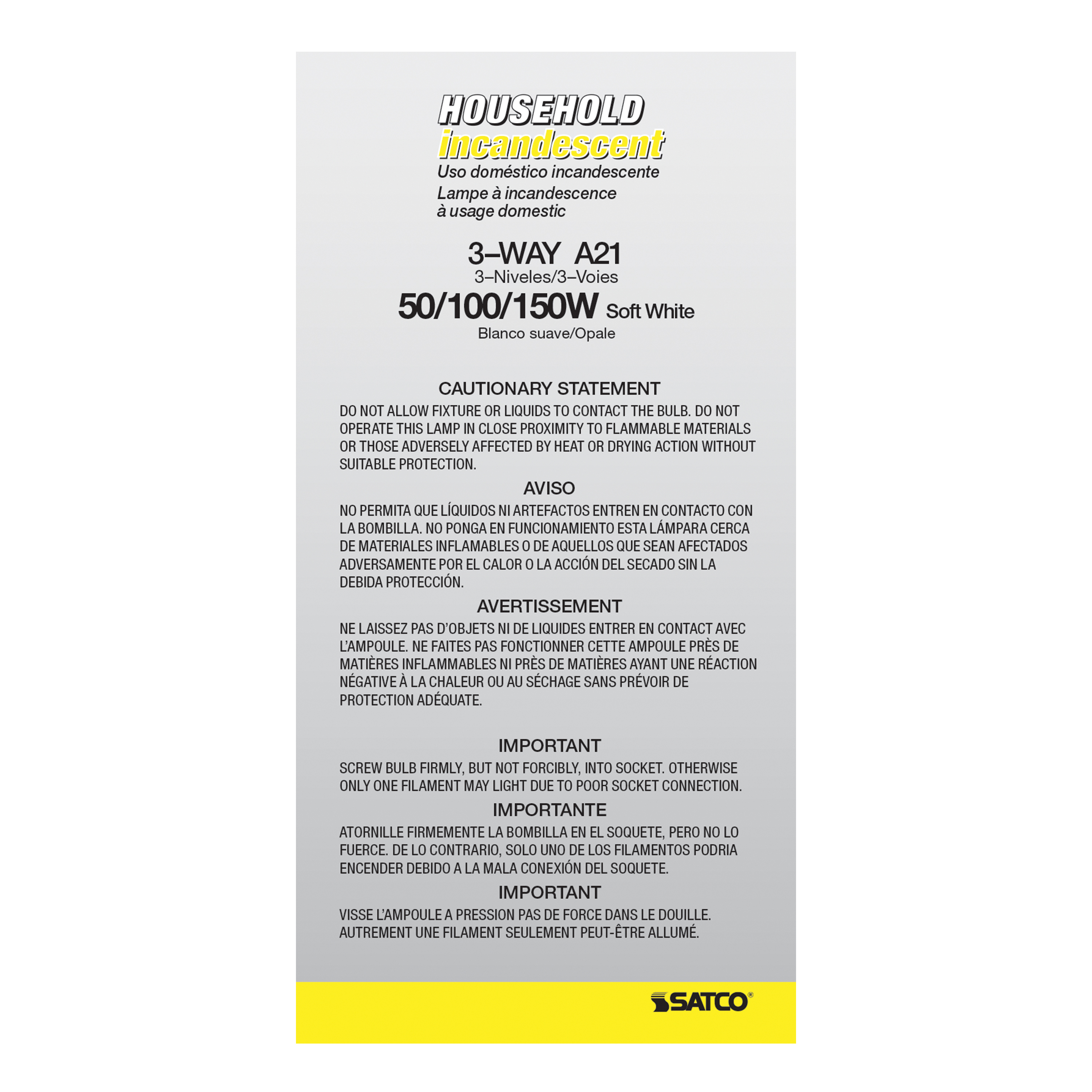 50-100-150W 3-WAY LONG LIFE - S1821