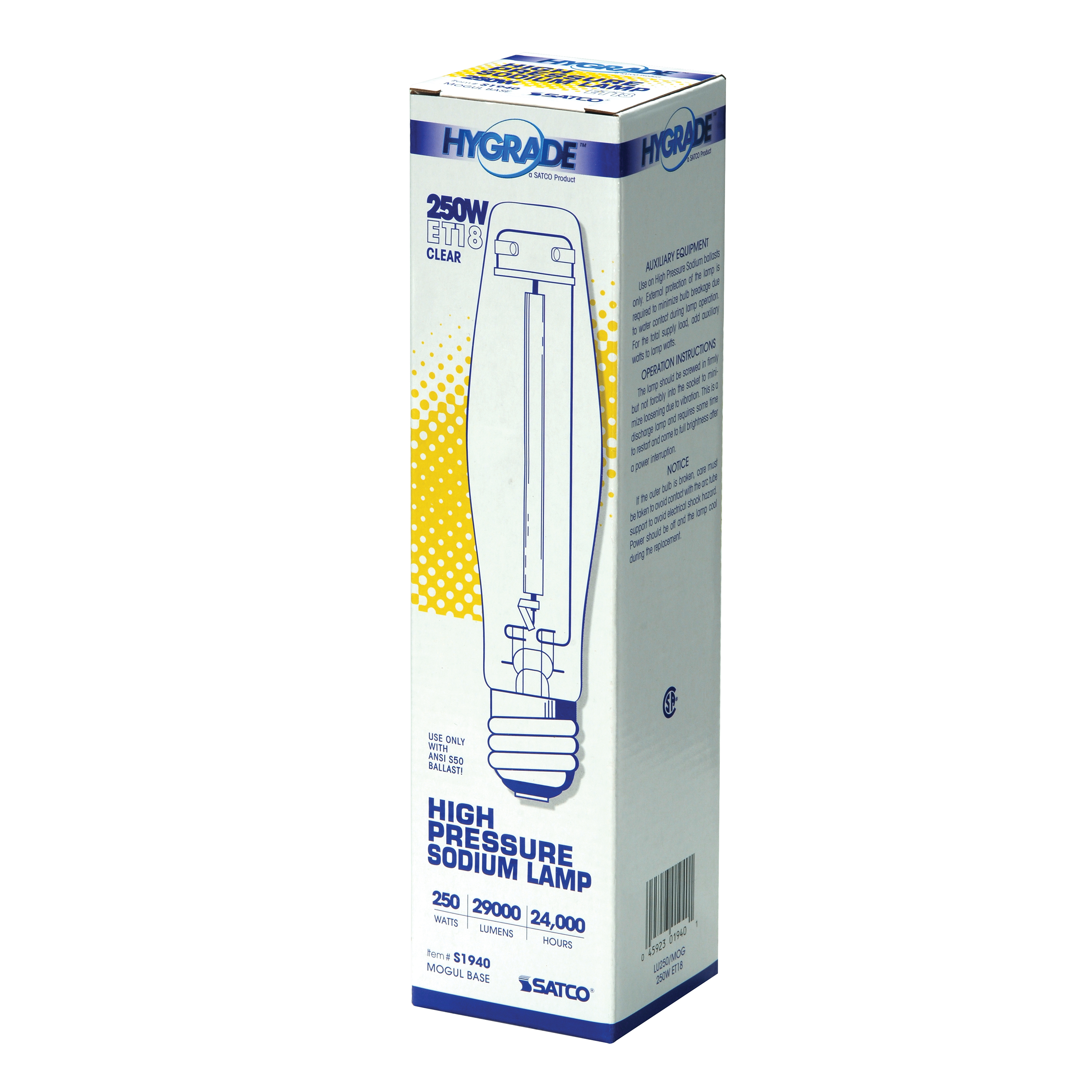 thumbnail image 2 of Sylvania Luminex LU250/SBY 250W High Pressure Sodium Lamp – Clear, Mogul E39 Base 2 of 4