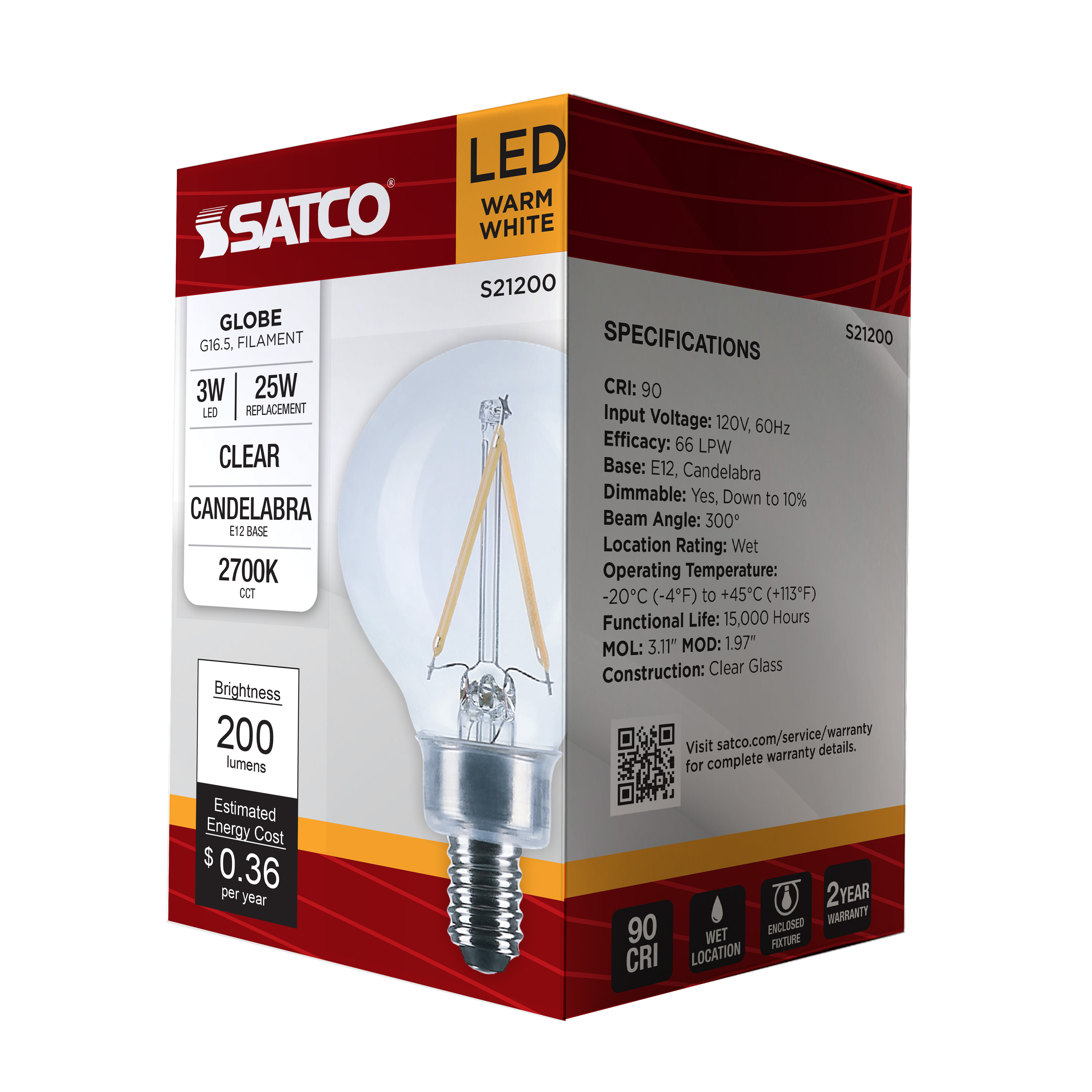 3G16.5/LED/CL/927/120V/E12 - S21200