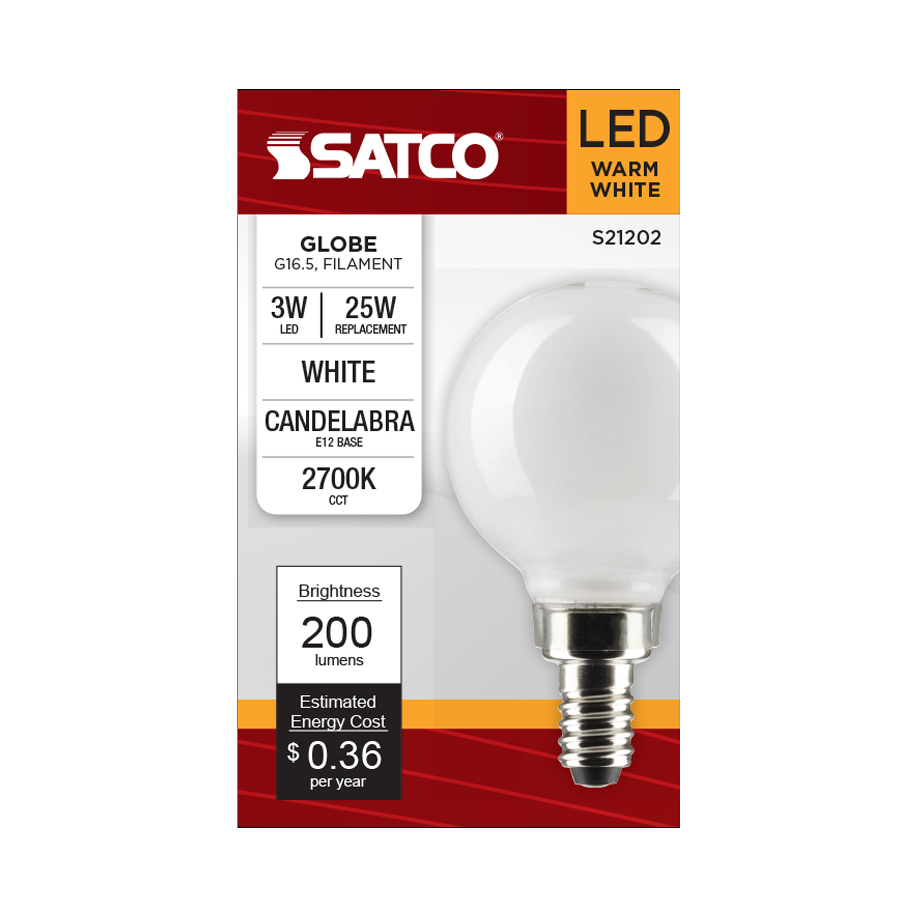 3G16.5/LED/WH/927/120V/E12 - S21202