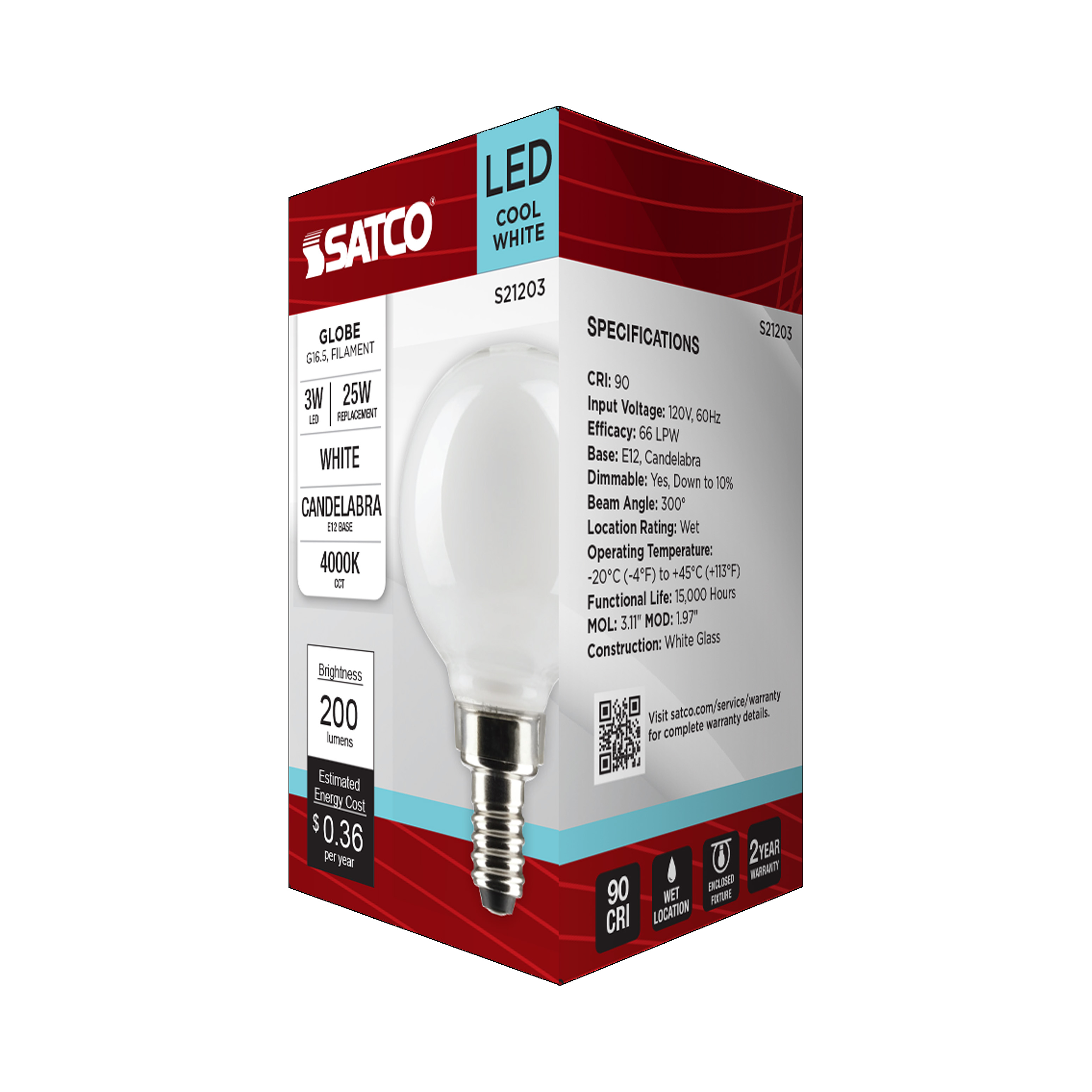 S21203 3G16.5/LED/WH/940/120V/E12
