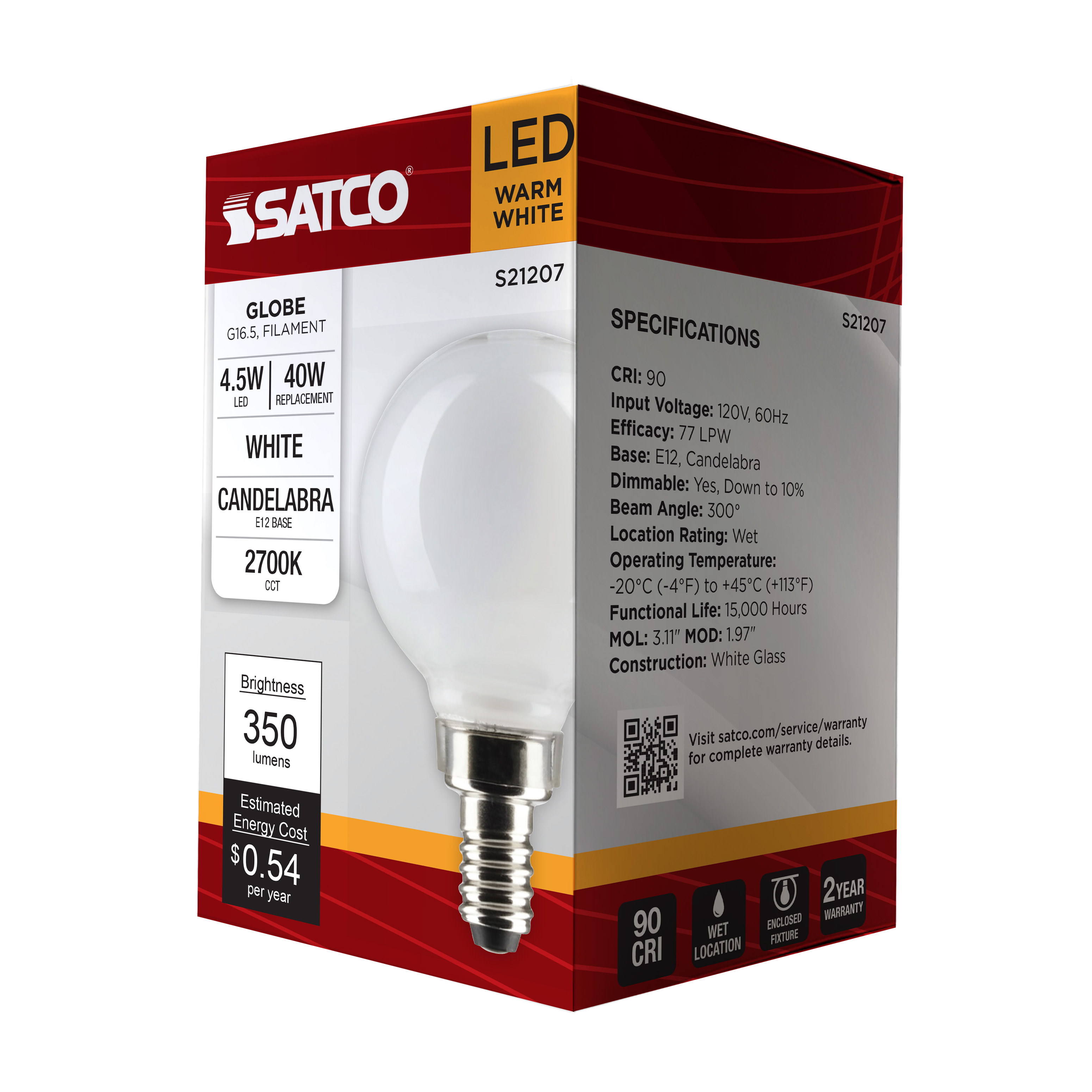 4.5G16.5/LED/WH/927/120V/E12 - S21207