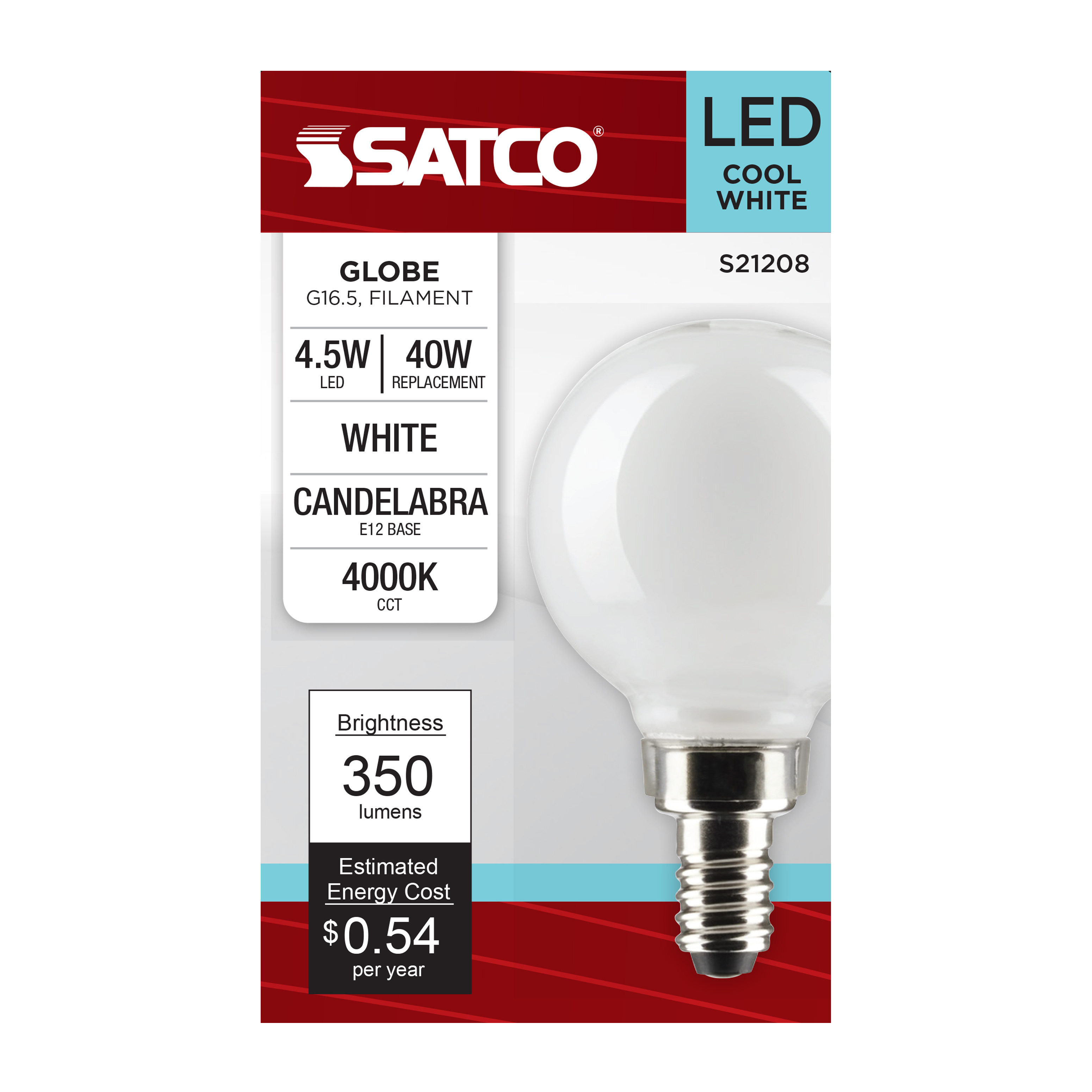 4.5G16.5/LED/WH/940/120V/E12 - S21208