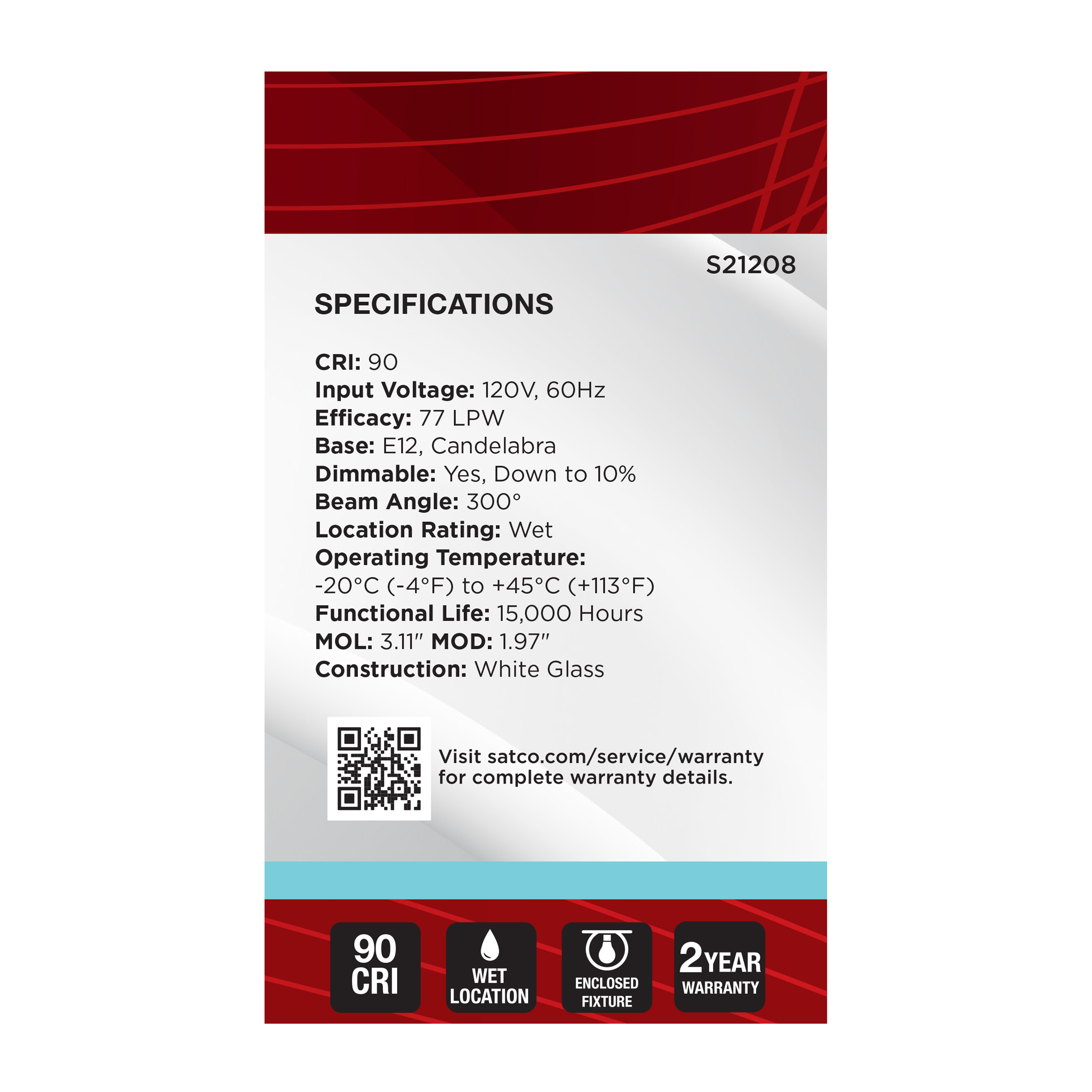 4.5G16.5/LED/WH/940/120V/E12 - S21208